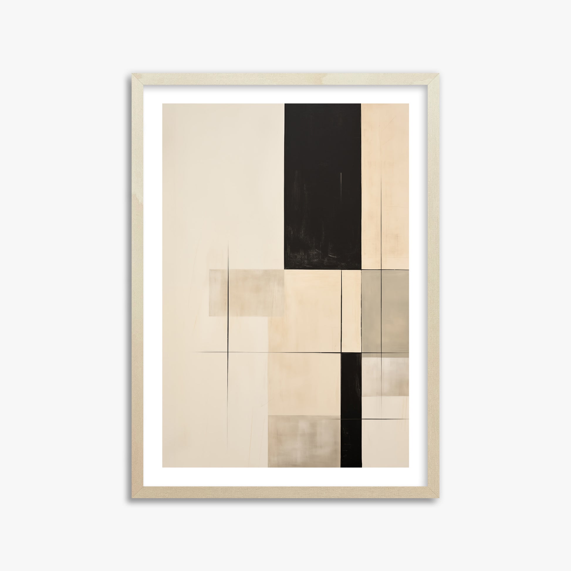 Monochrome Elegance, 50x70cm Framed Art Reproduction With Lime Wood Frame