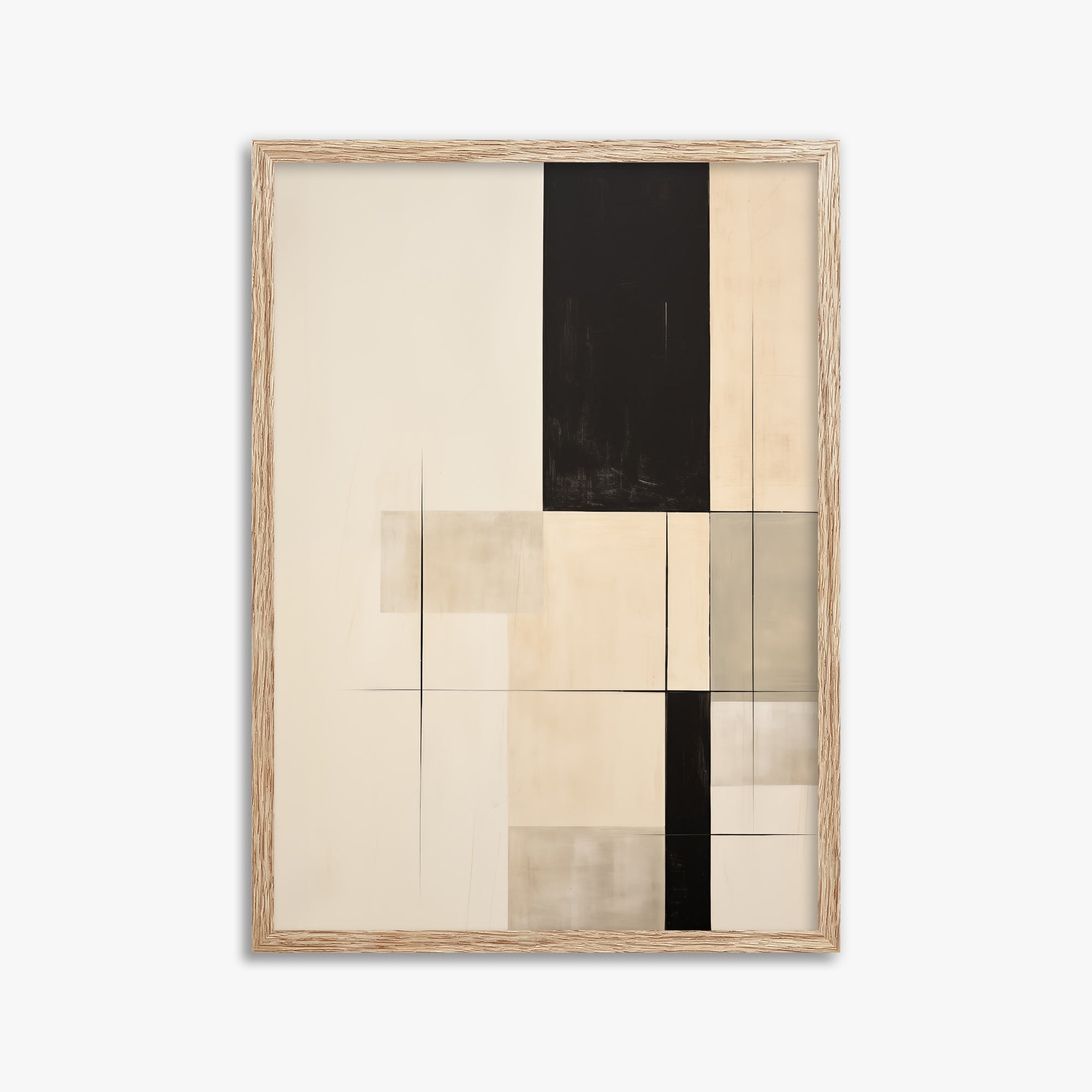 Monochrome Elegance, 50x70cm Framed Art Reproduction With Raw Oak Frame