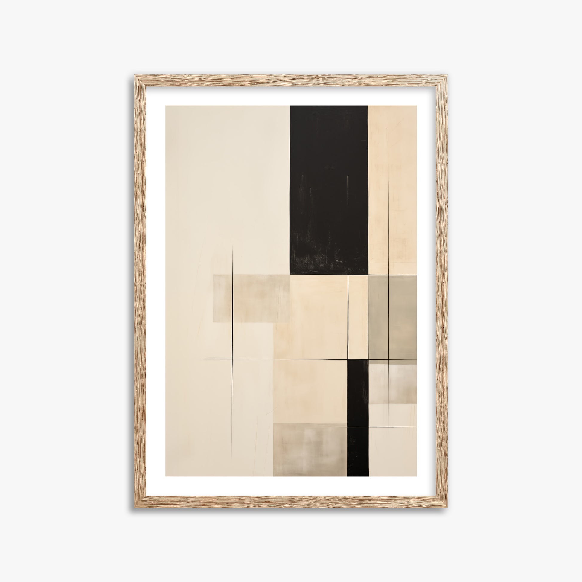 Monochrome Elegance, 50x70cm Framed Art Reproduction With Raw Oak Frame