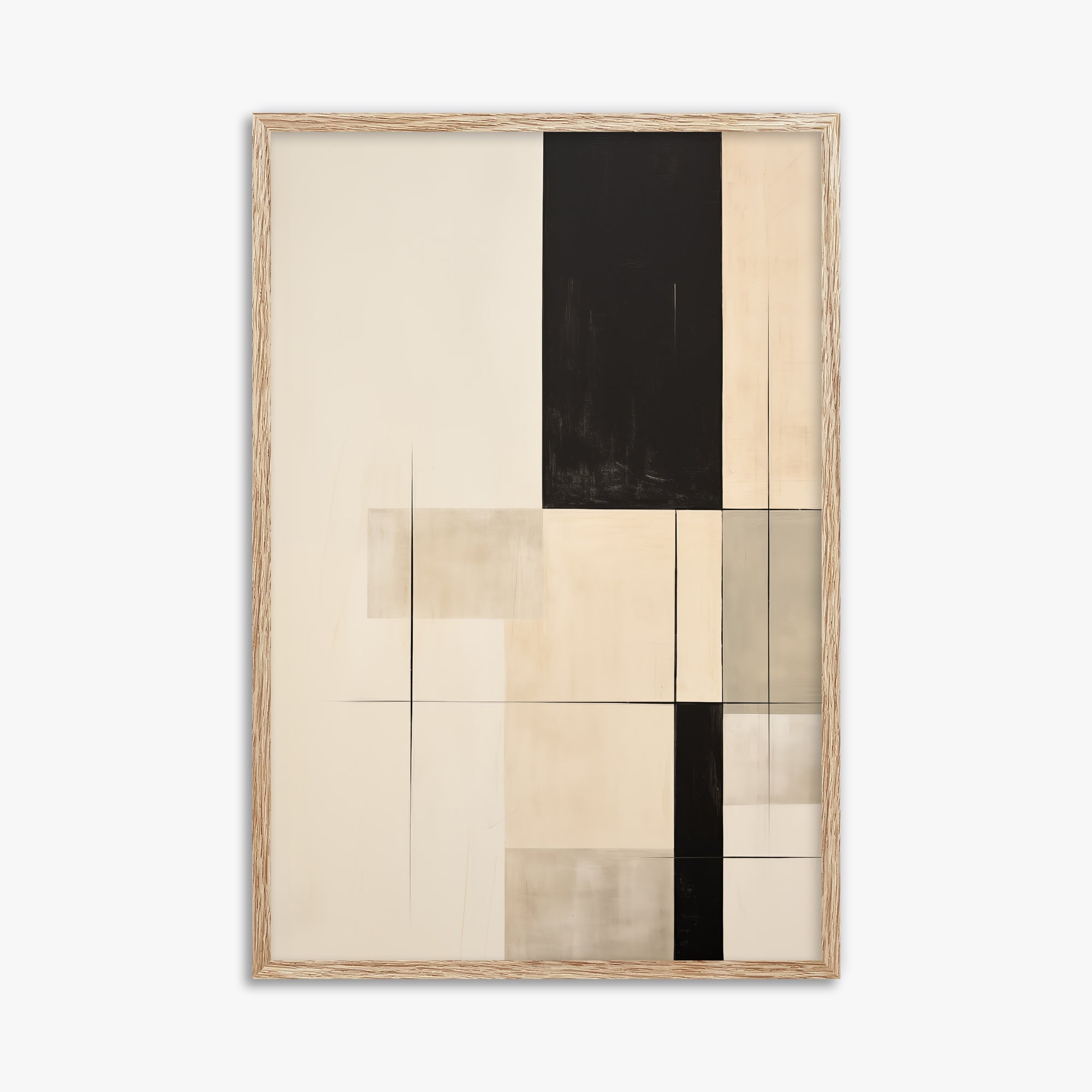 Monochrome Elegance, 61x91cm Framed Art Reproduction With Raw Oak Frame