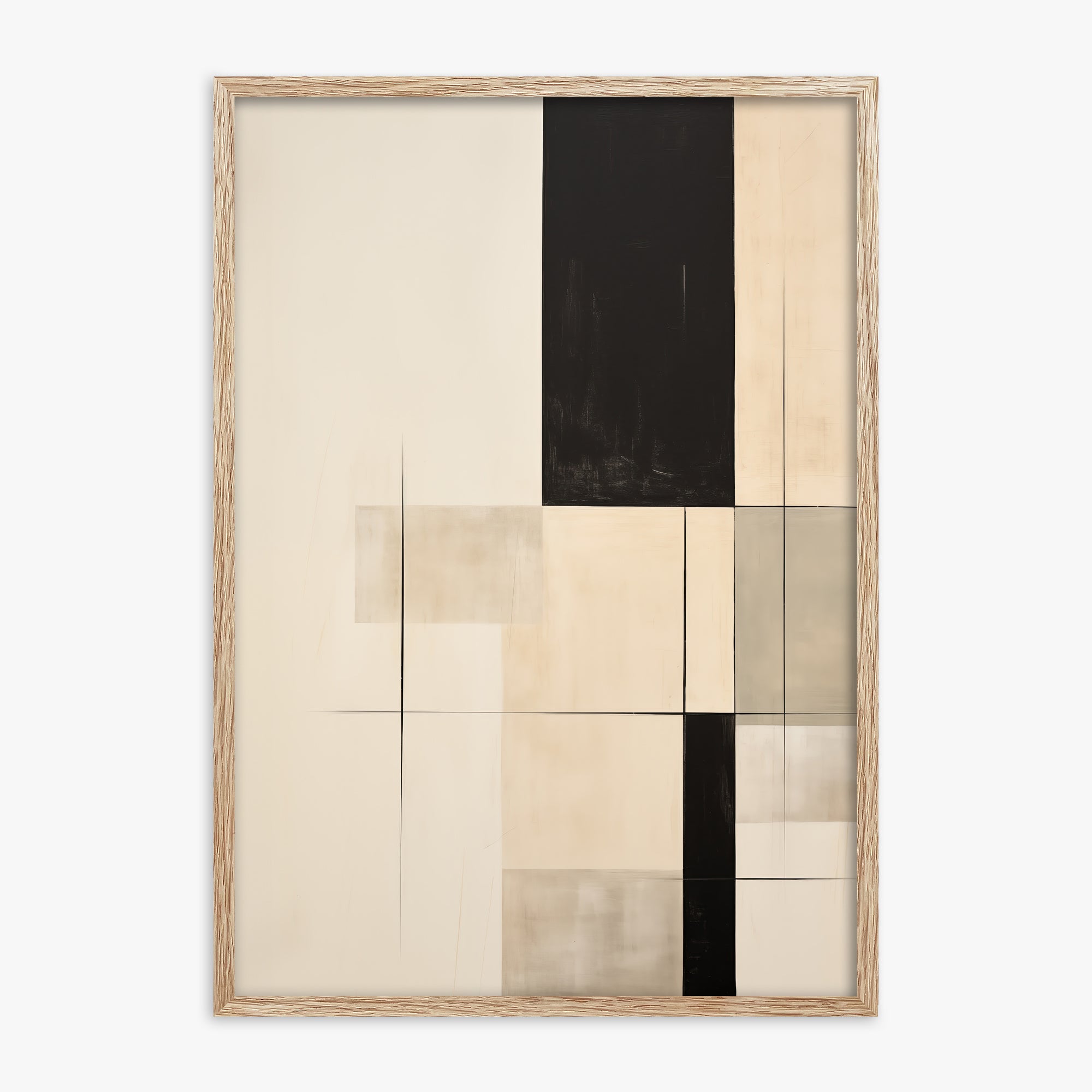 Monochrome Elegance, 70x100cm Framed Art Reproduction With Raw Oak Frame