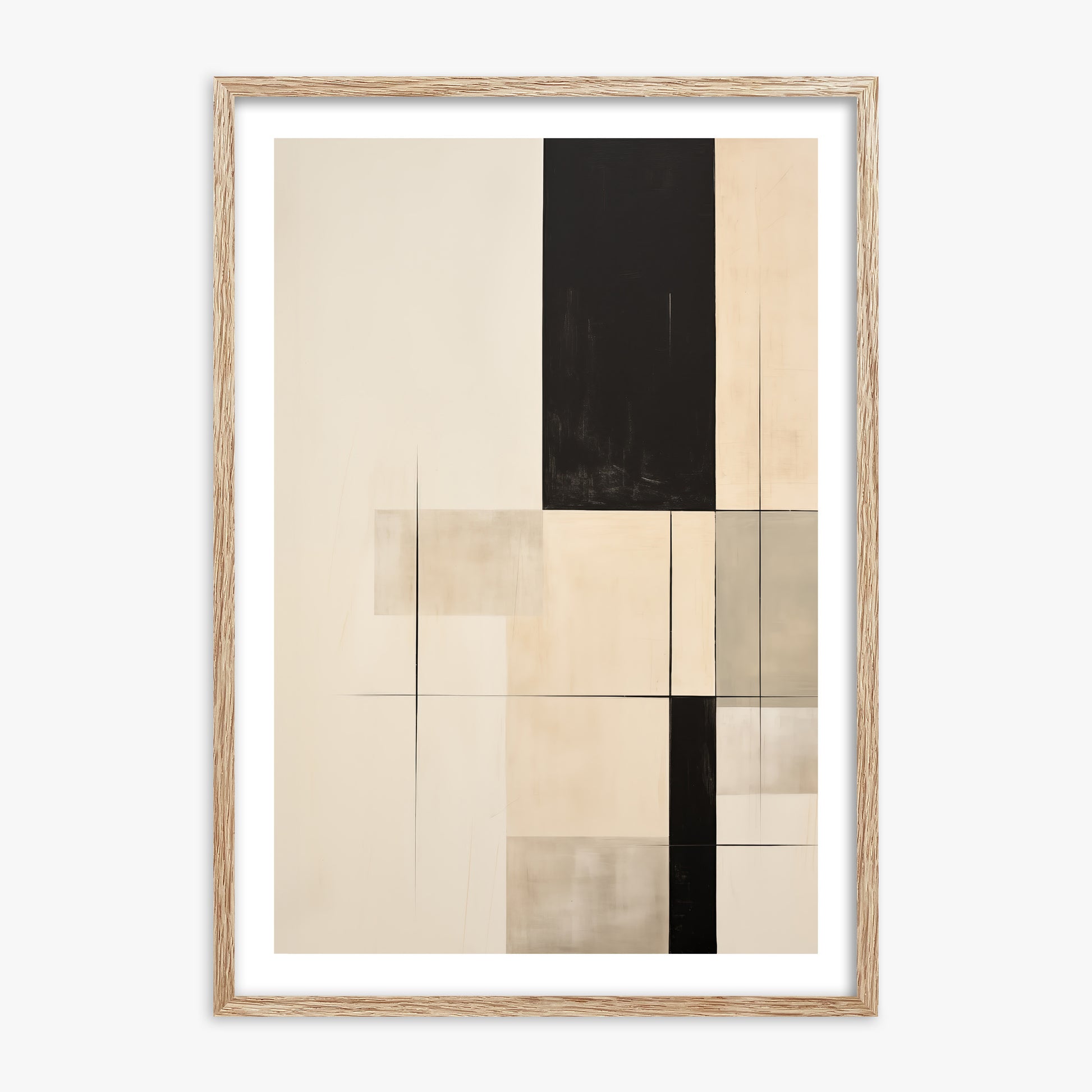 Monochrome Elegance, 70x100cm Framed Art Reproduction With Raw Oak Frame