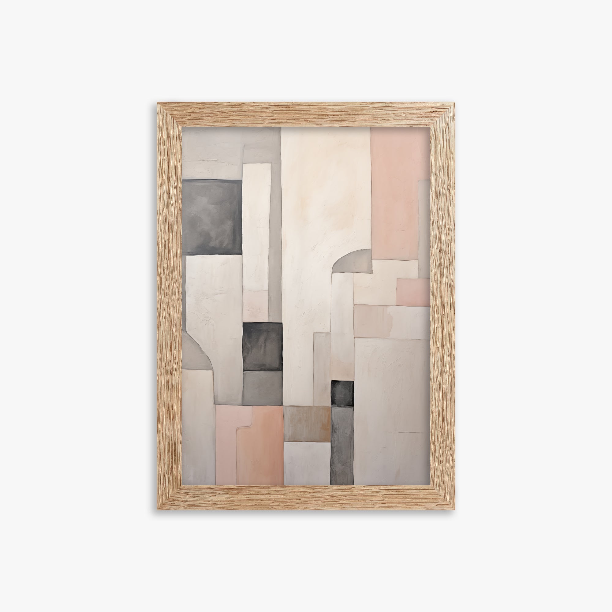 Whispering Blocks, 21x30cm Framed Poster With Raw Oak Frame