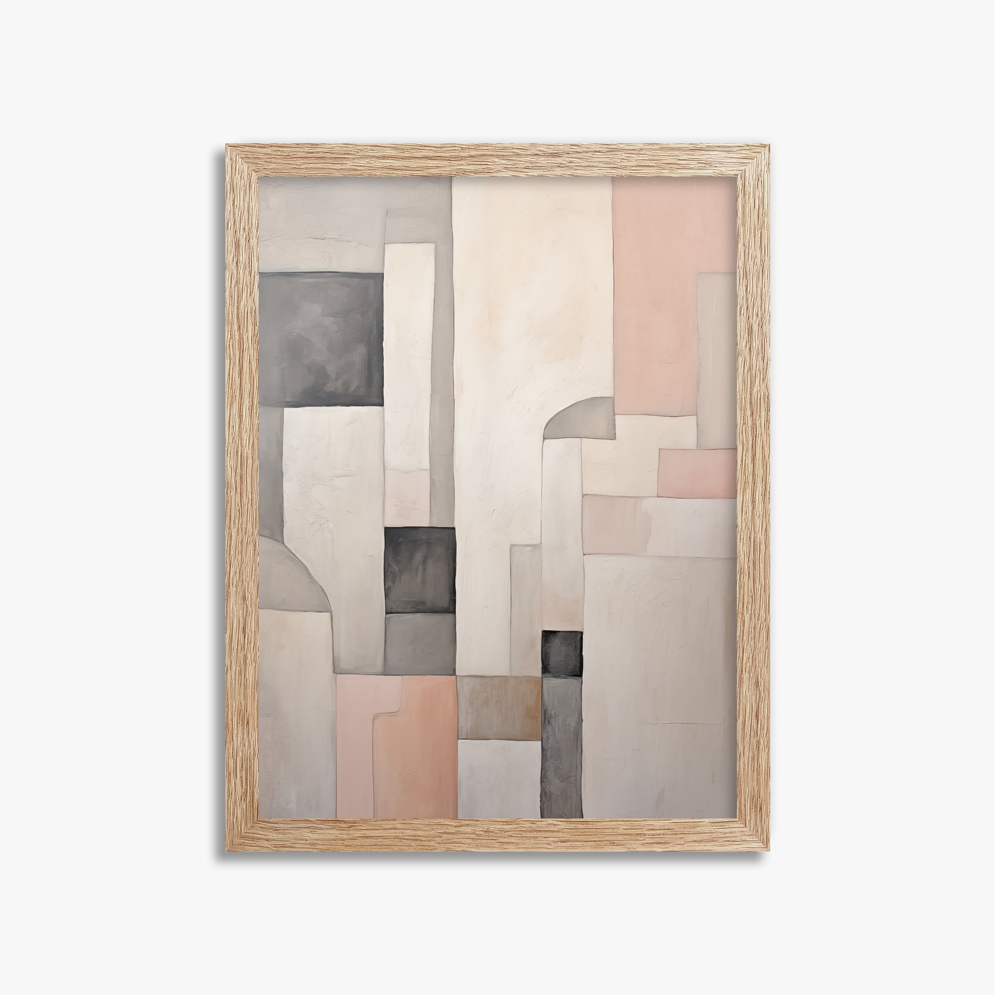 Whispering Blocks, 30x40cm Framed Poster With Raw Oak Frame