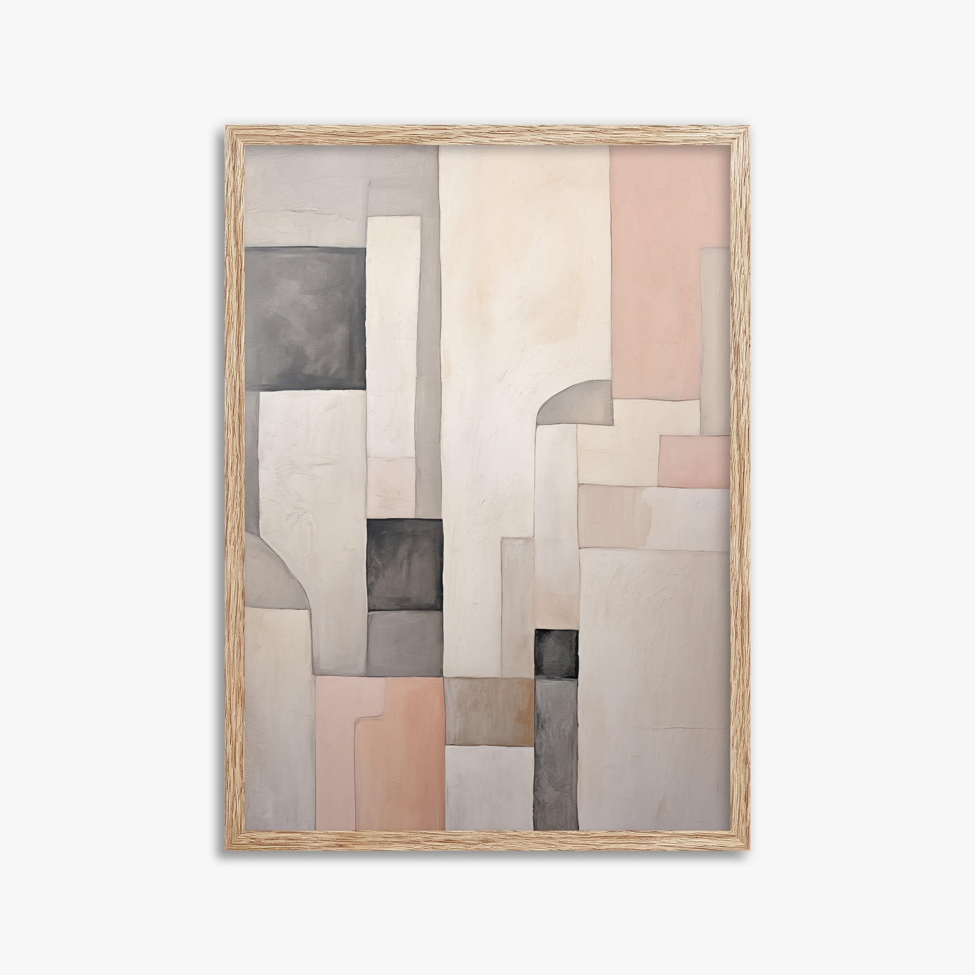 Whispering Blocks, 50x70cm Framed Poster With Raw Oak Frame