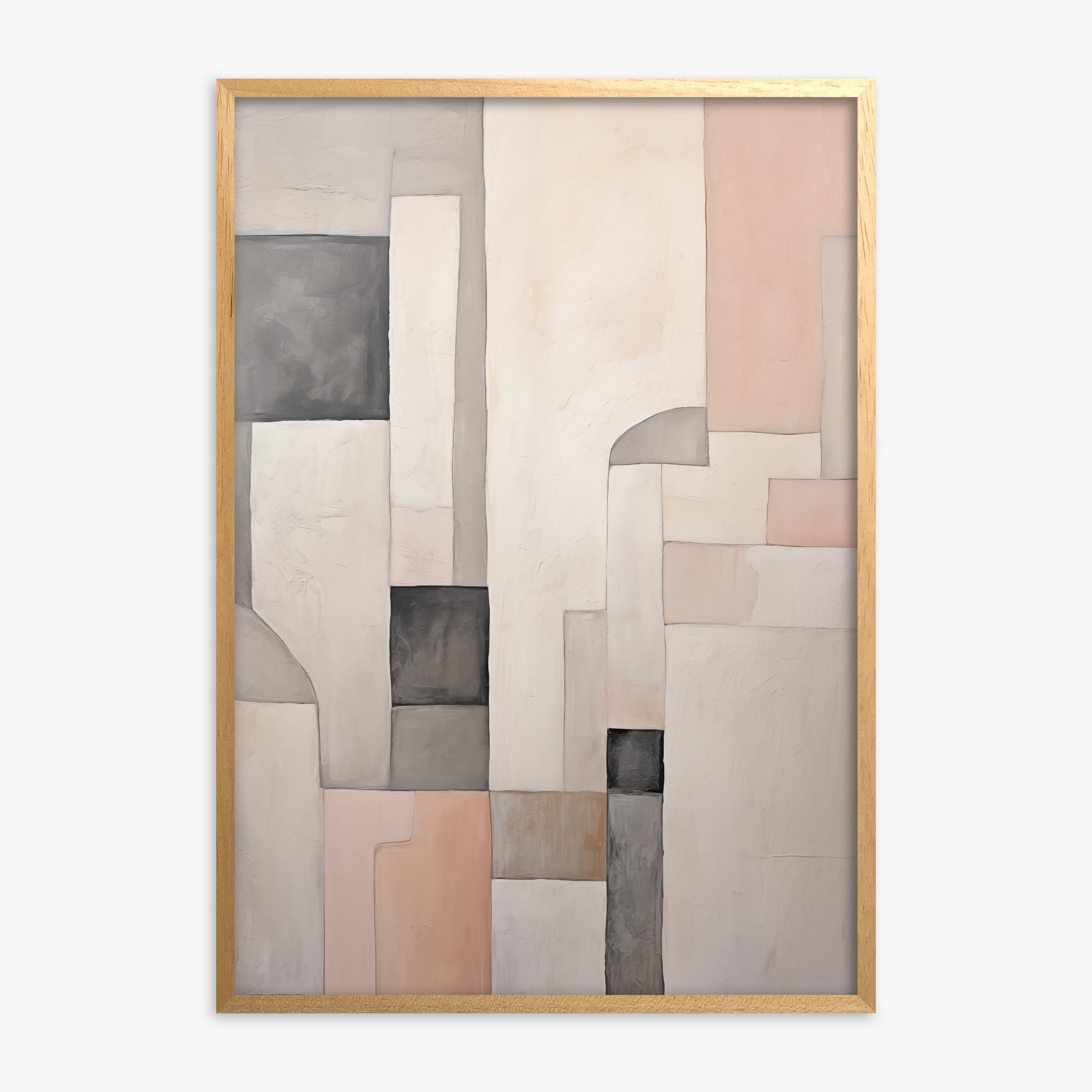 Whispering Blocks, Oak Framed Poster With Oak Frame