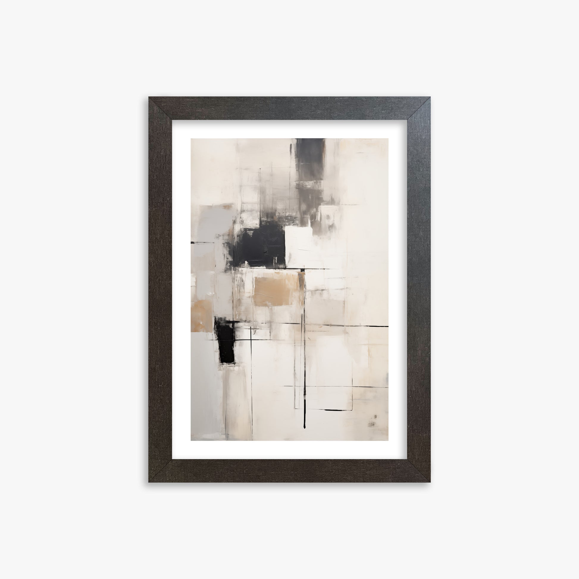 Fractured Grid, 21x30cm Framed Art Reproduction With Espresso Frame