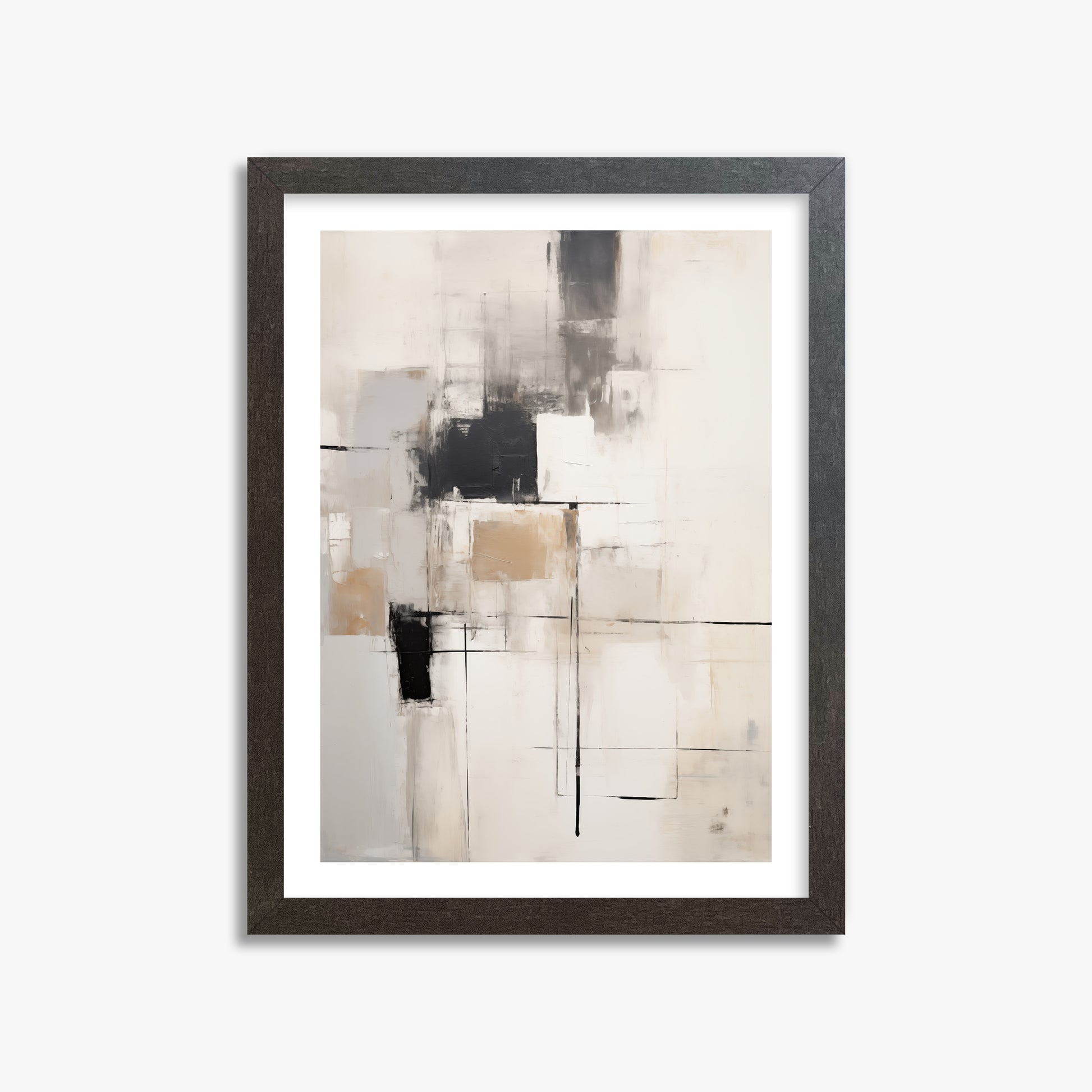 Fractured Grid, 30x40cm Framed Art Reproduction With Espresso Frame