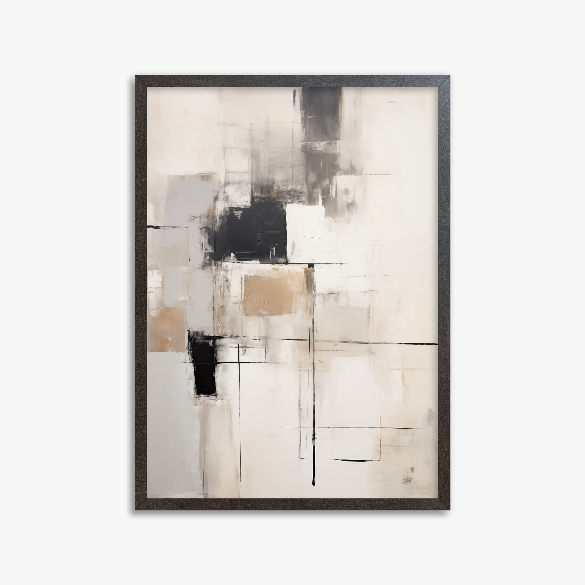 Fractured Grid, 50x70cm Framed Art Reproduction With Espresso Frame