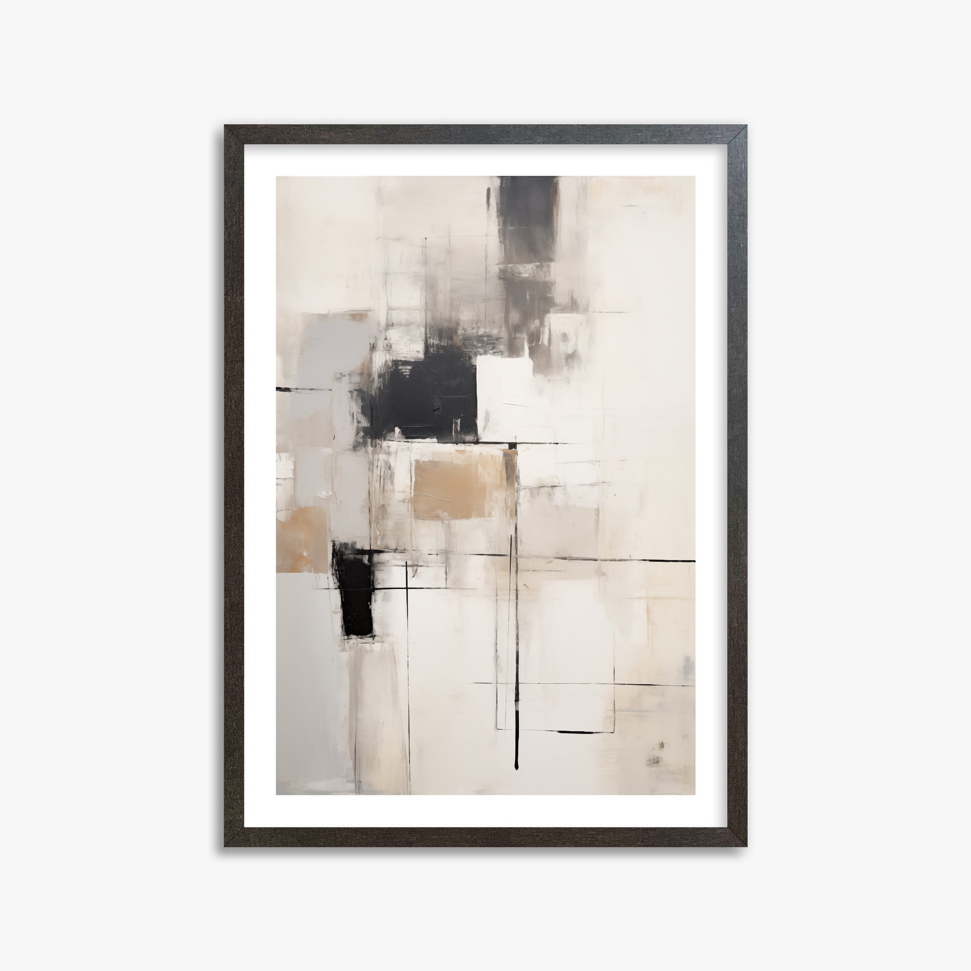 Fractured Grid, 50x70cm Framed Art Reproduction With Espresso Frame
