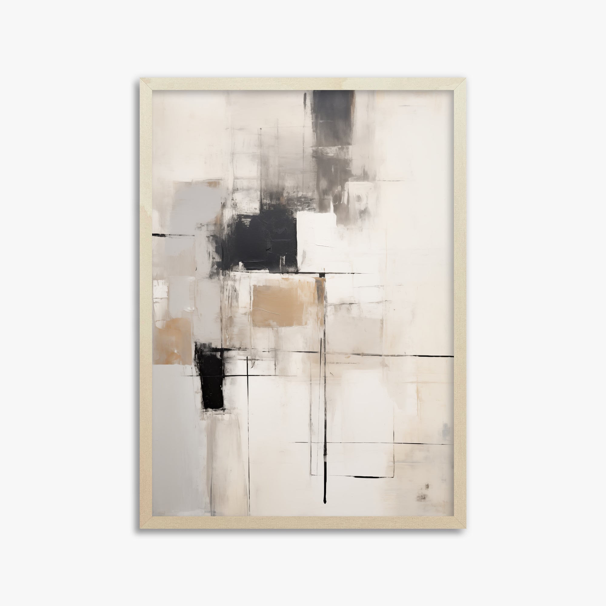 Fractured Grid, 50x70cm Framed Art Reproduction With Lime Wood Frame