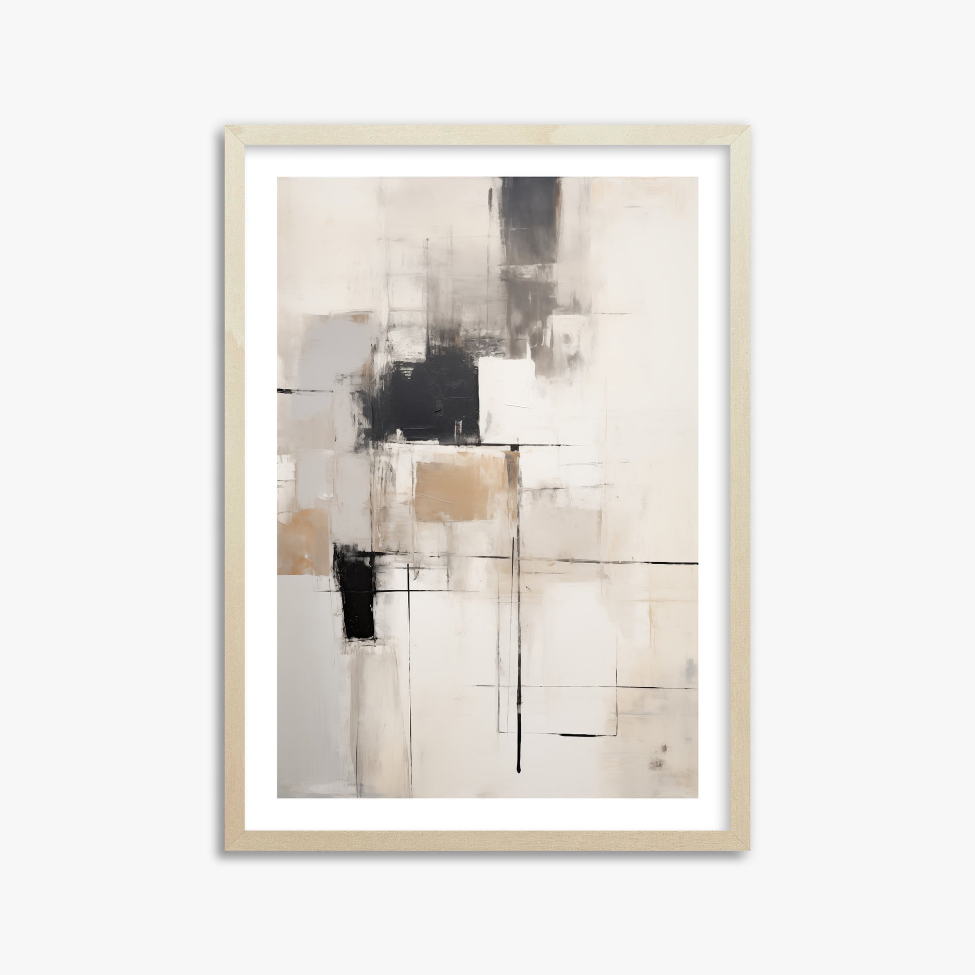Fractured Grid, 50x70cm Framed Art Reproduction With Lime Wood Frame