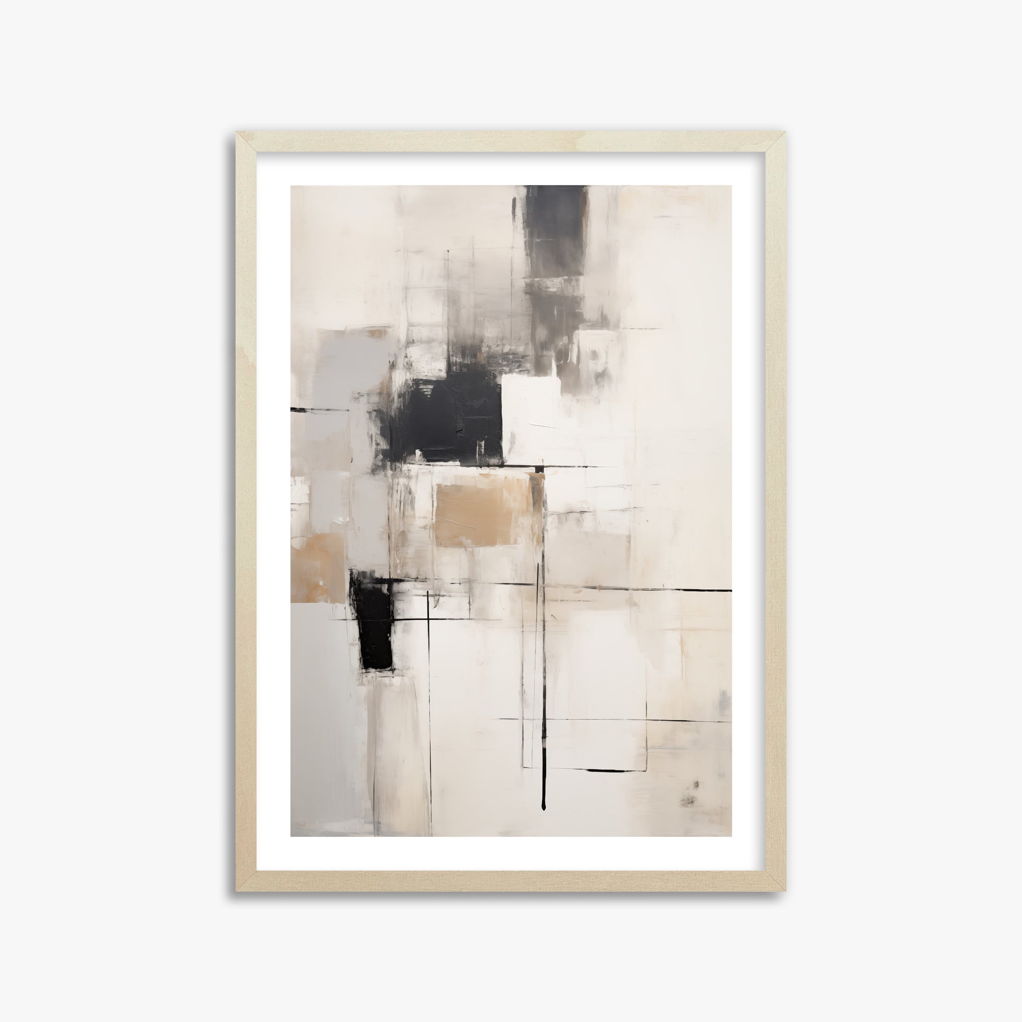 Fractured Grid, 50x70cm Framed Art Reproduction With Lime Wood Frame