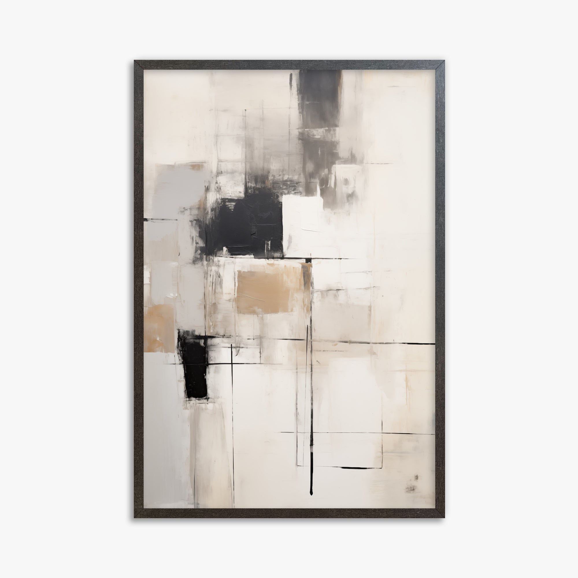 Fractured Grid, 61x91cm Framed Art Reproduction With Espresso Frame