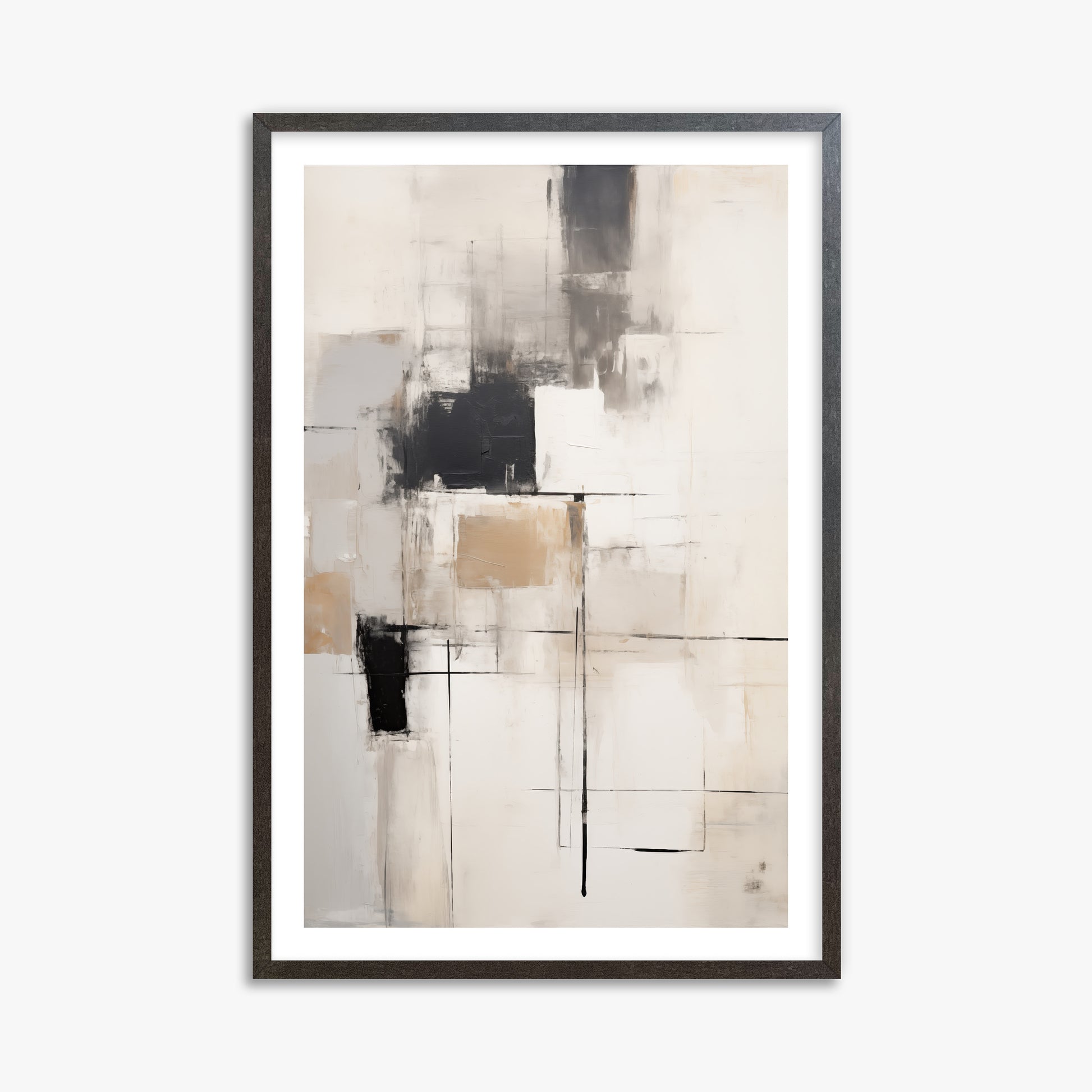 Fractured Grid, 61x91cm Framed Art Reproduction With Espresso Frame