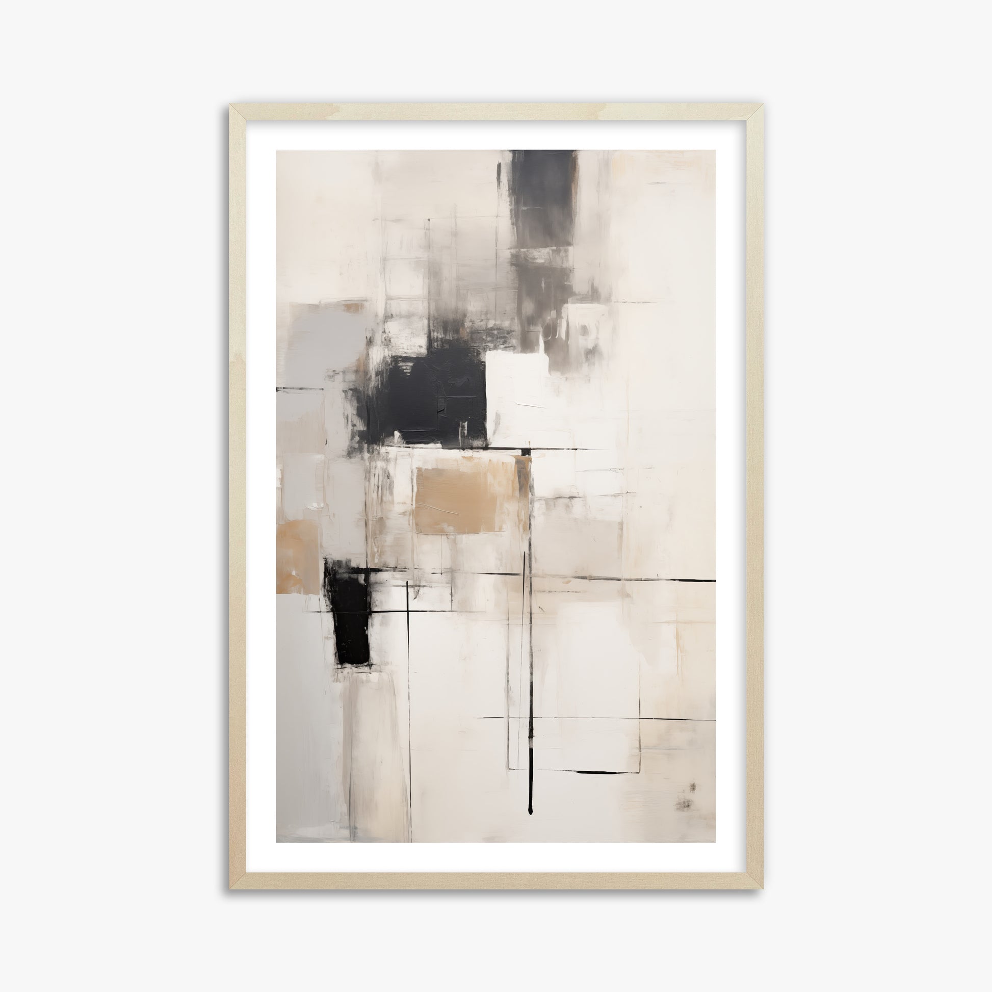 Fractured Grid, 61x91cm Framed Art Reproduction With Lime Wood Frame