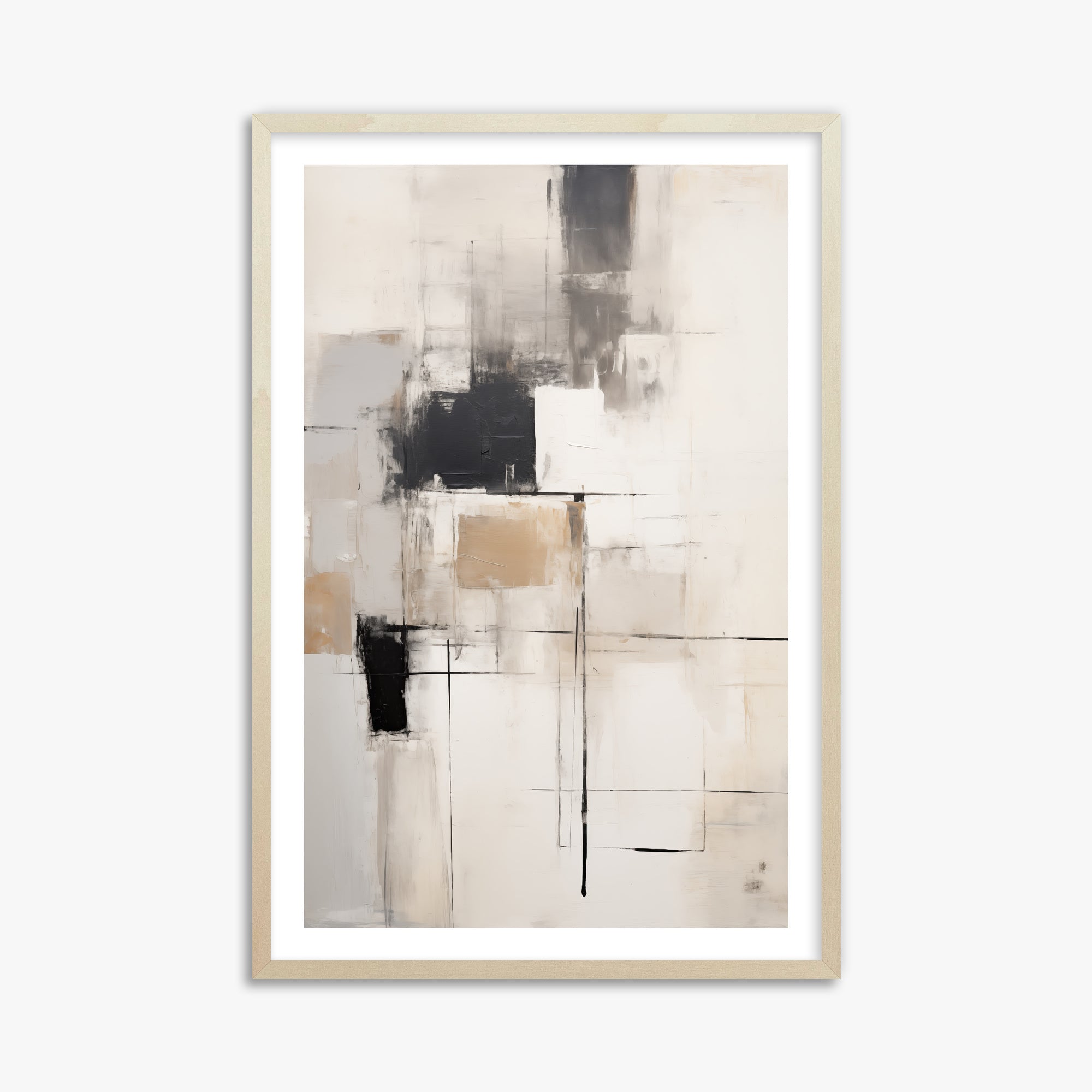 Fractured Grid, 61x91cm Framed Art Reproduction With Lime Wood Frame
