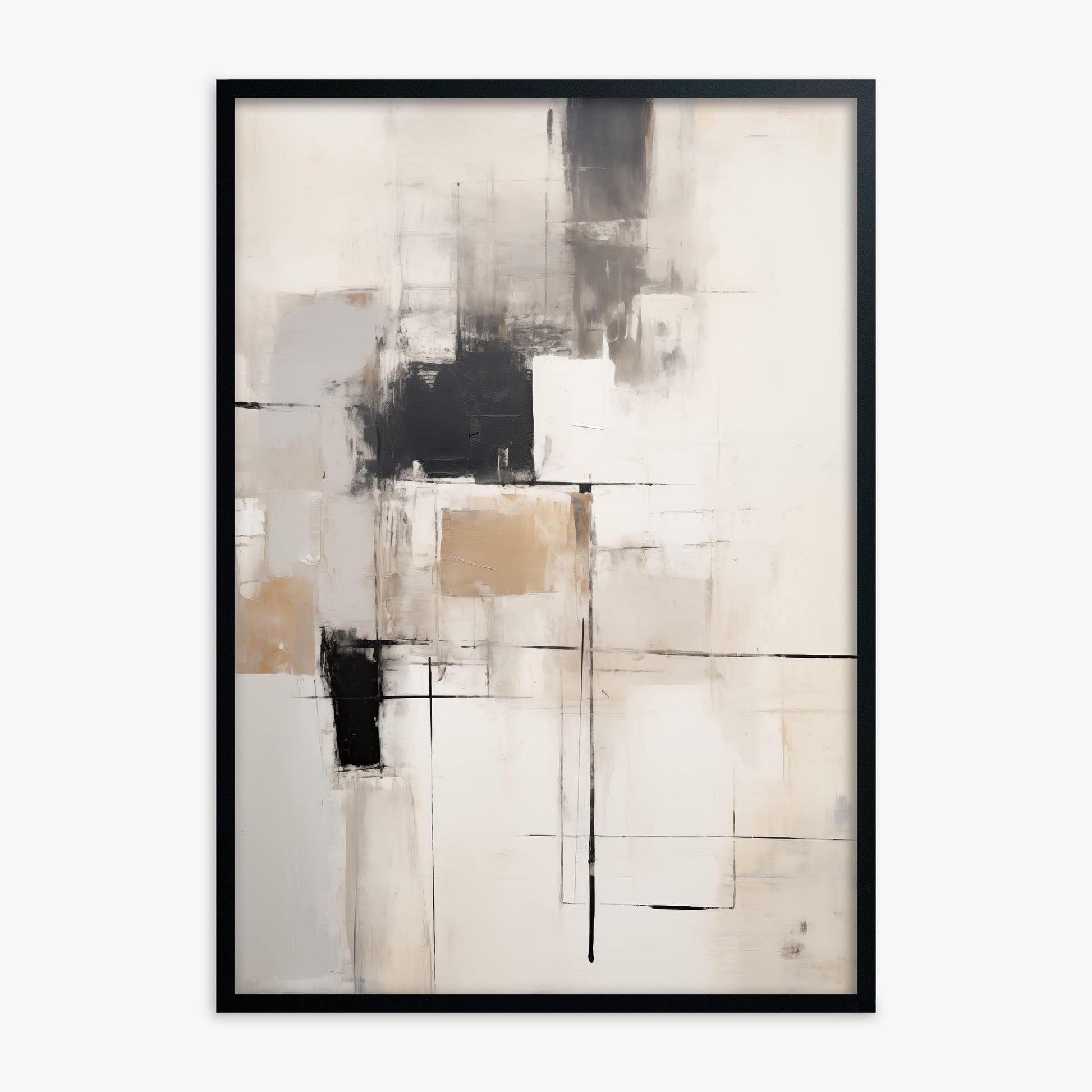 Fractured Grid, Black Framed Poster With Black Frame