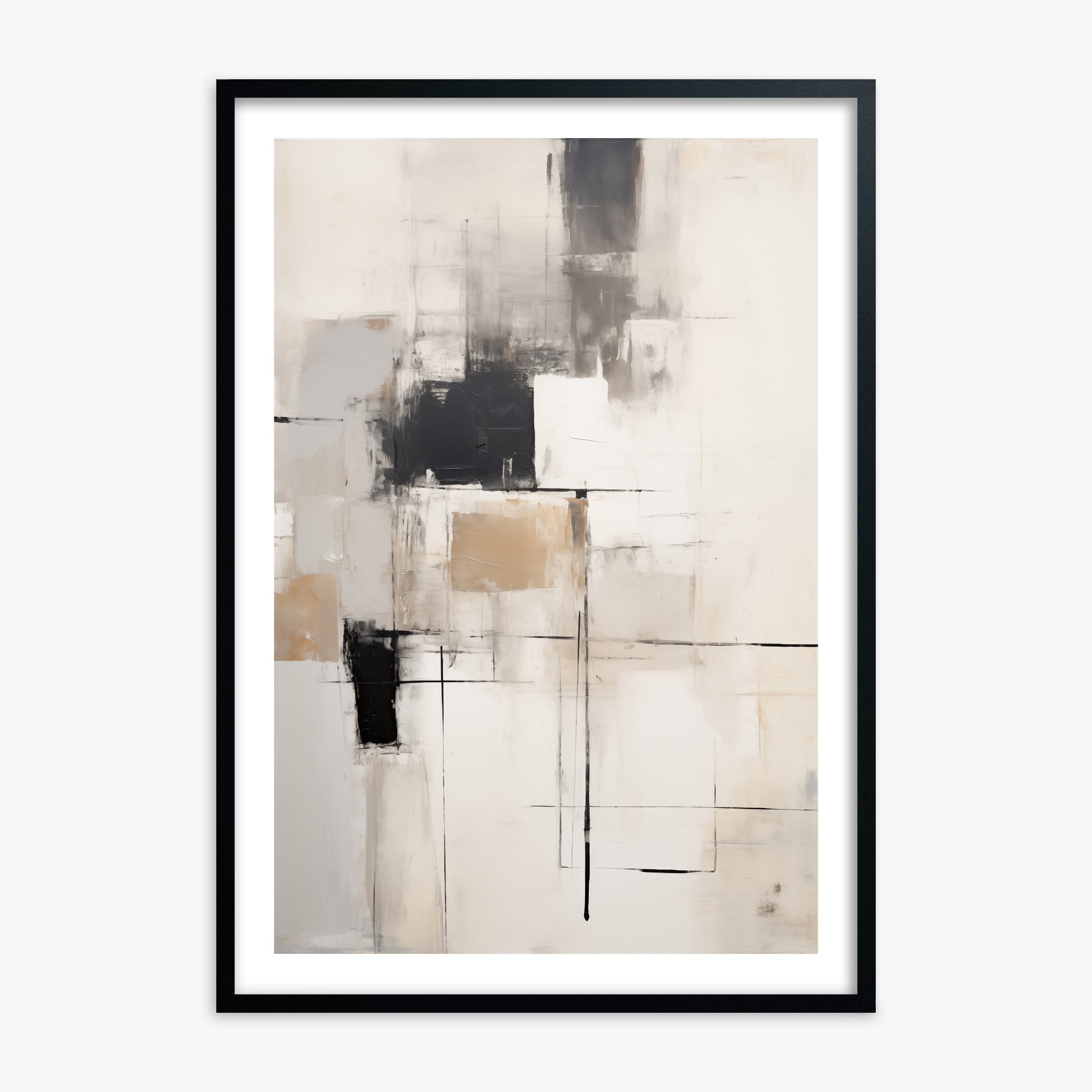 Fractured Grid, Black Framed Poster With Black Frame