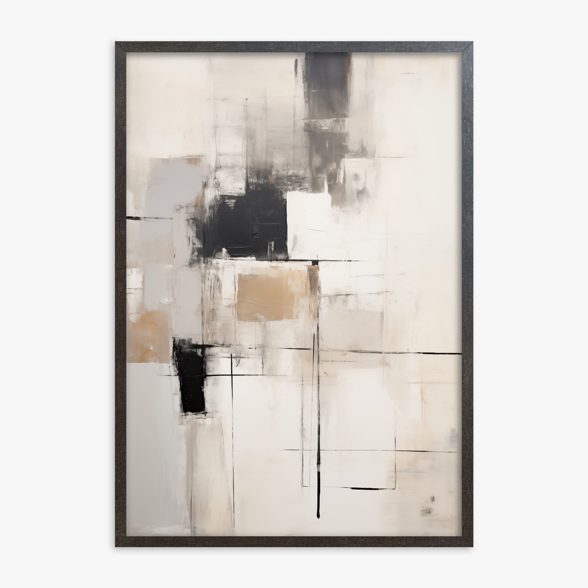 Fractured Grid, 70x100cm Framed Art Reproduction With Espresso Frame