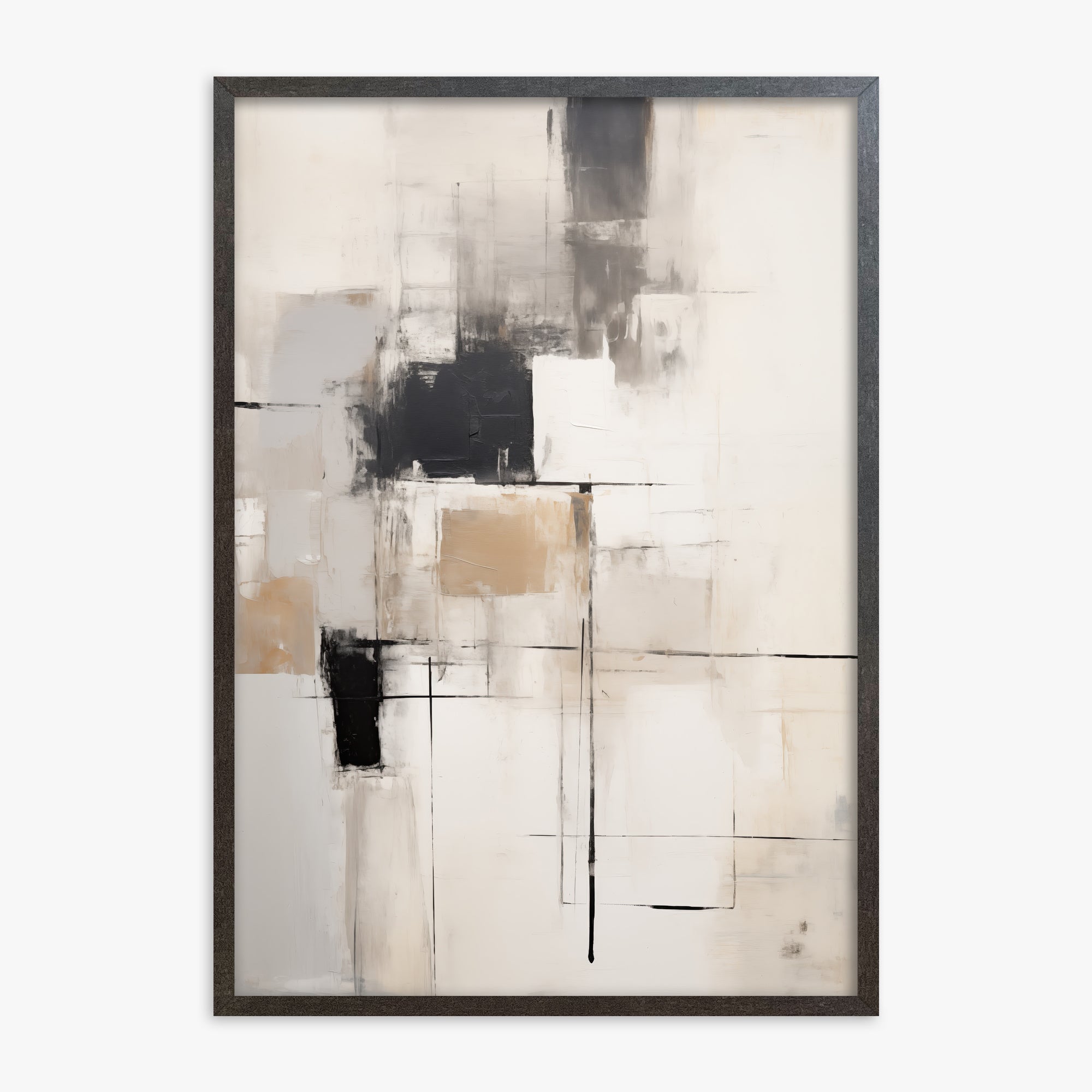 Fractured Grid, 70x100cm Framed Art Reproduction With Espresso Frame