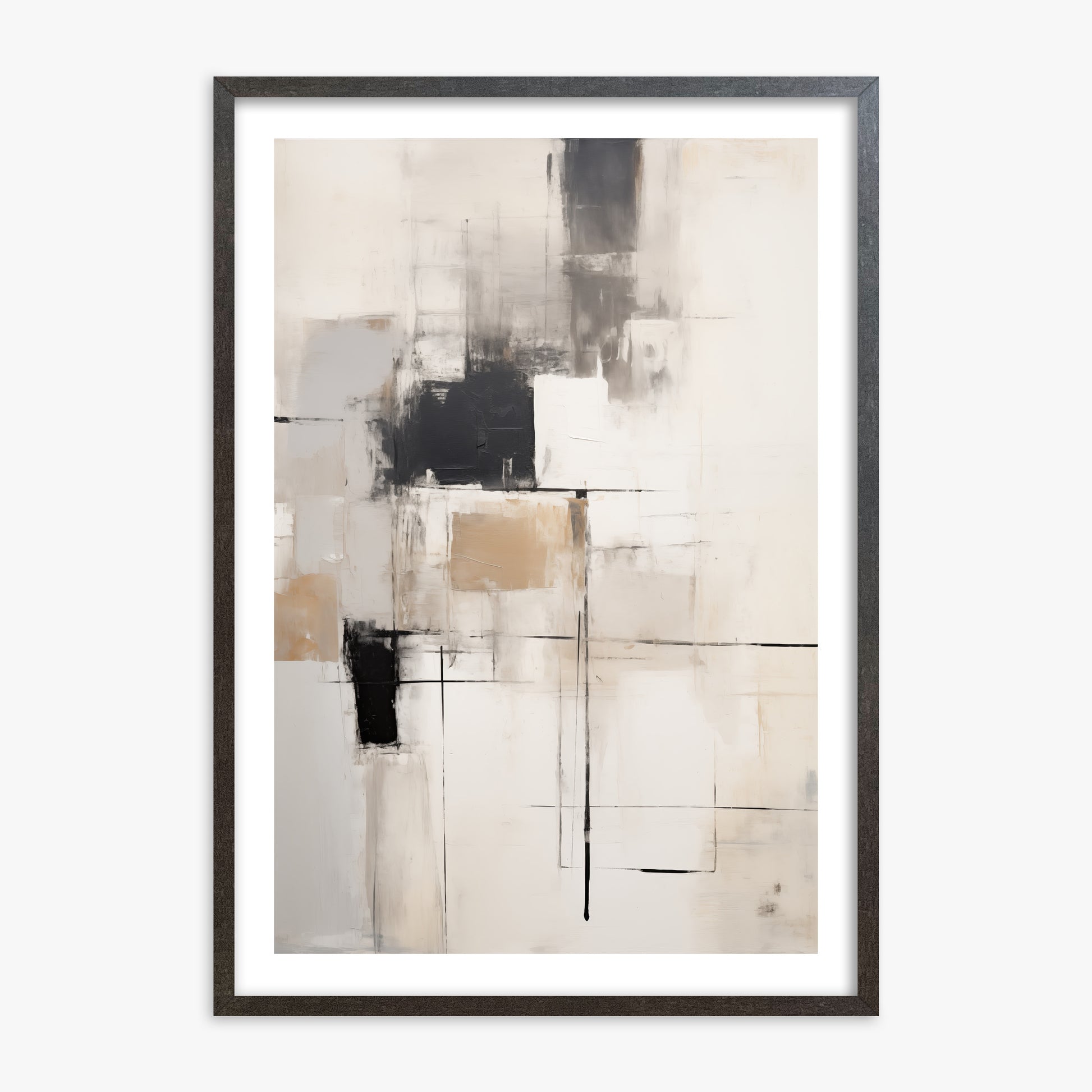 Fractured Grid, 70x100cm Framed Art Reproduction With Espresso Frame