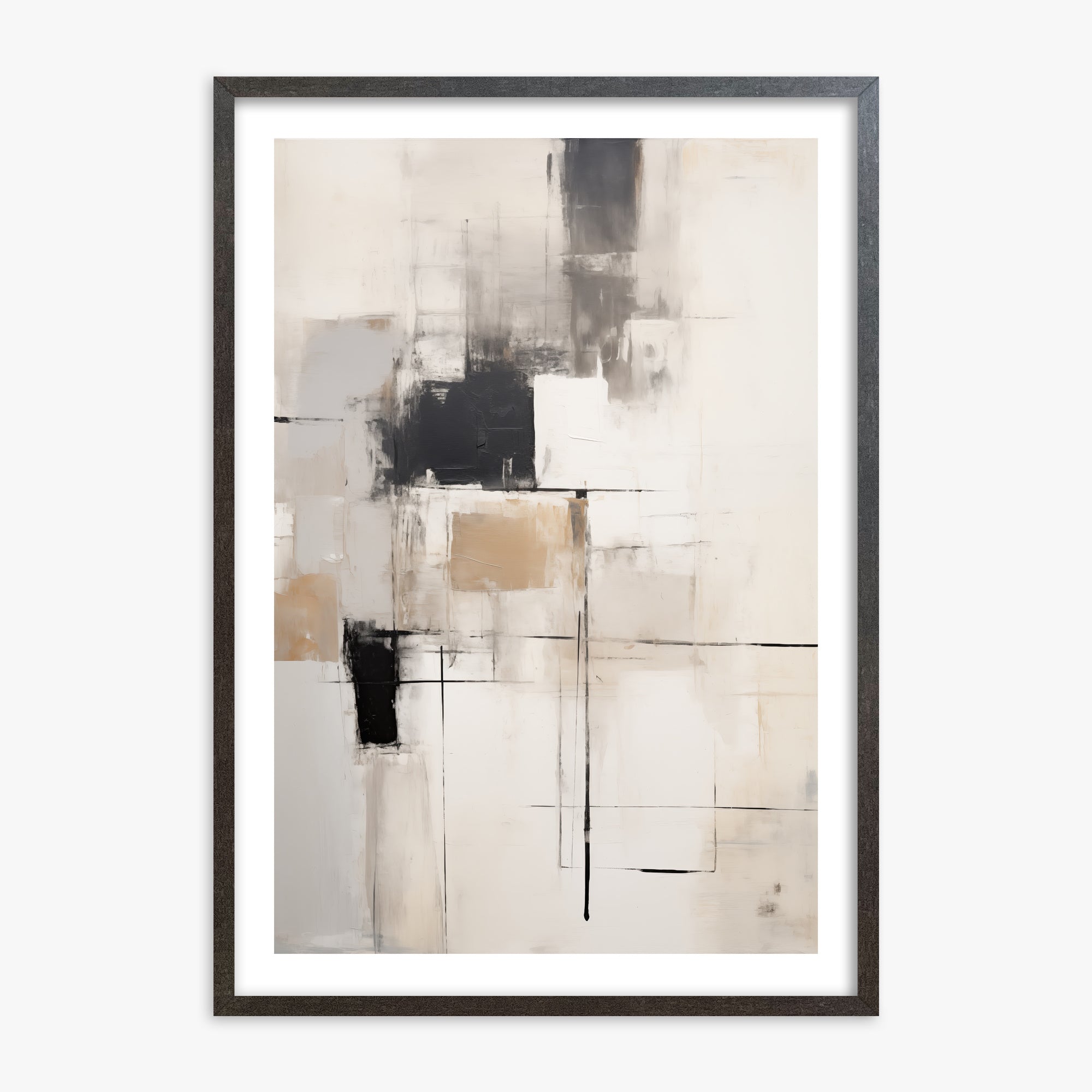 Fractured Grid, 70x100cm Framed Art Reproduction With Espresso Frame