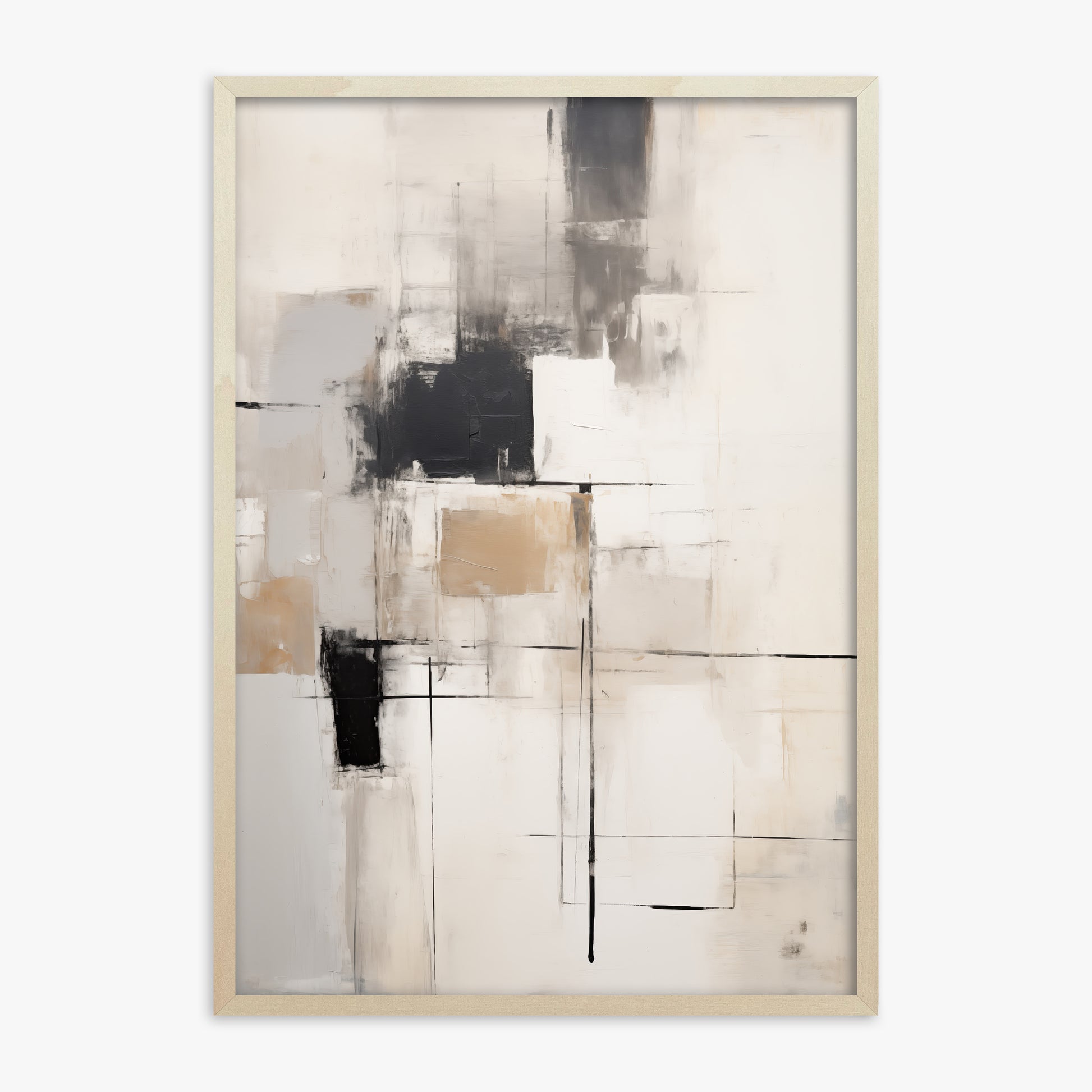 Fractured Grid, 70x100cm Framed Art Reproduction With Lime Wood Frame
