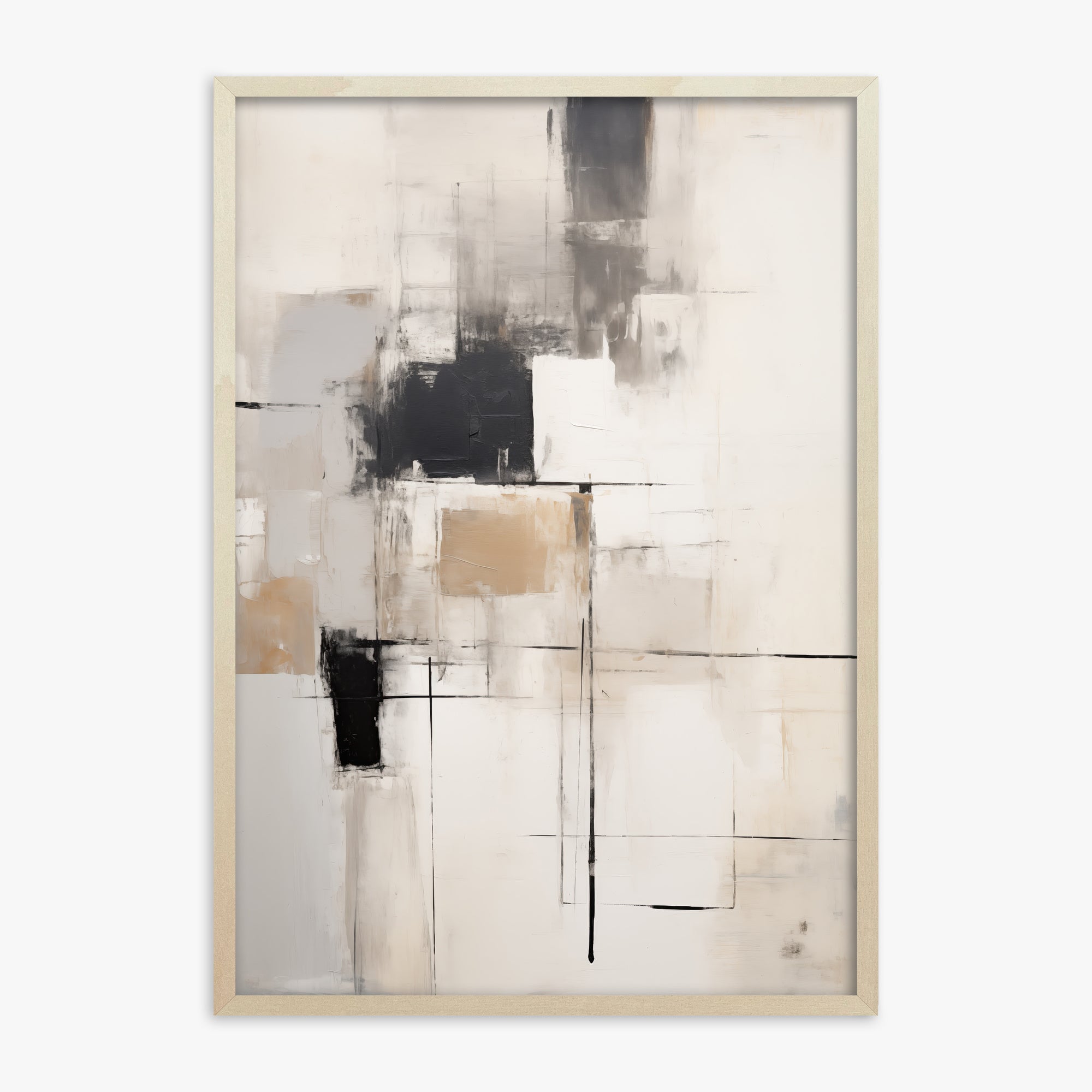 Fractured Grid, 70x100cm Framed Art Reproduction With Lime Wood Frame