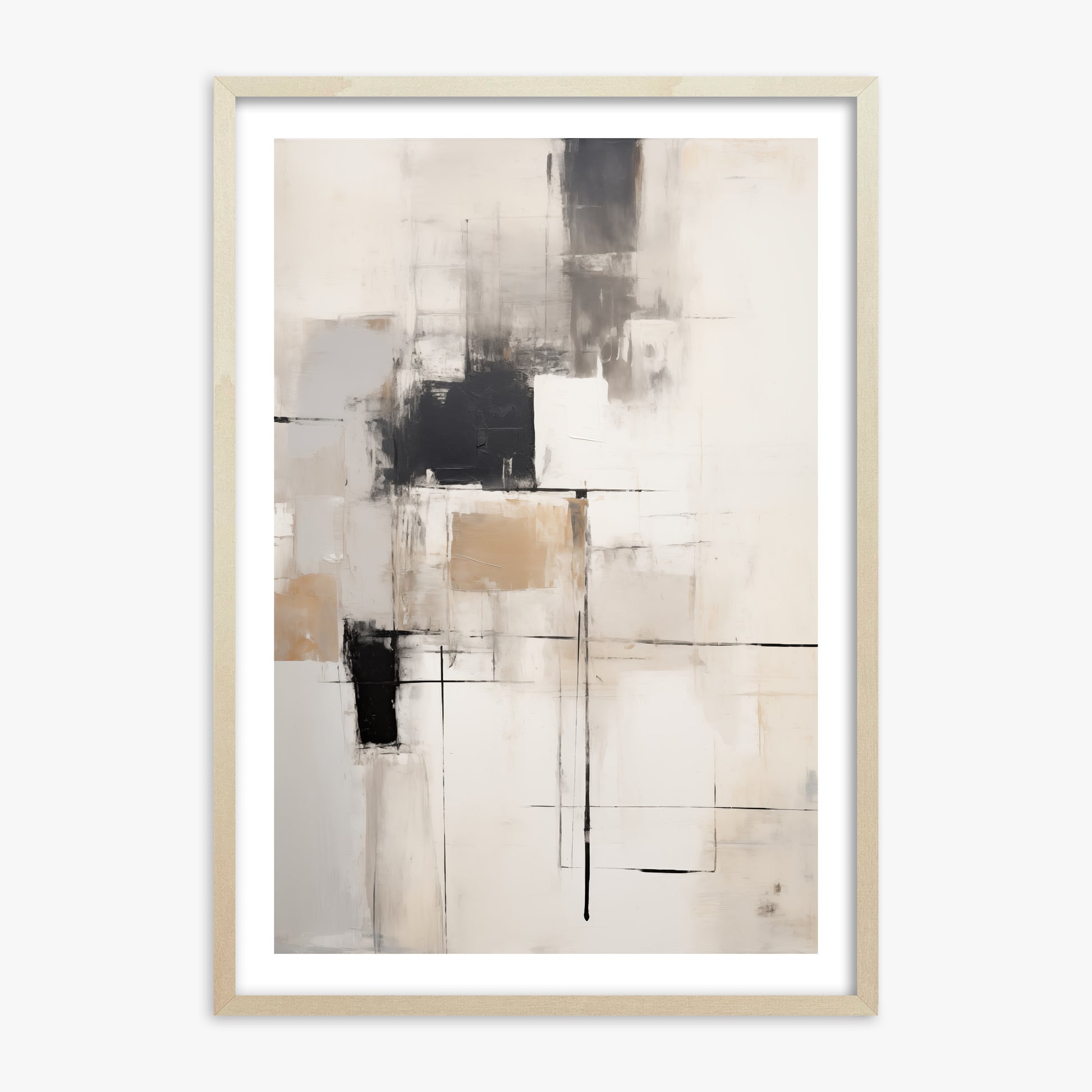 Fractured Grid, 70x100cm Framed Art Reproduction With Lime Wood Frame