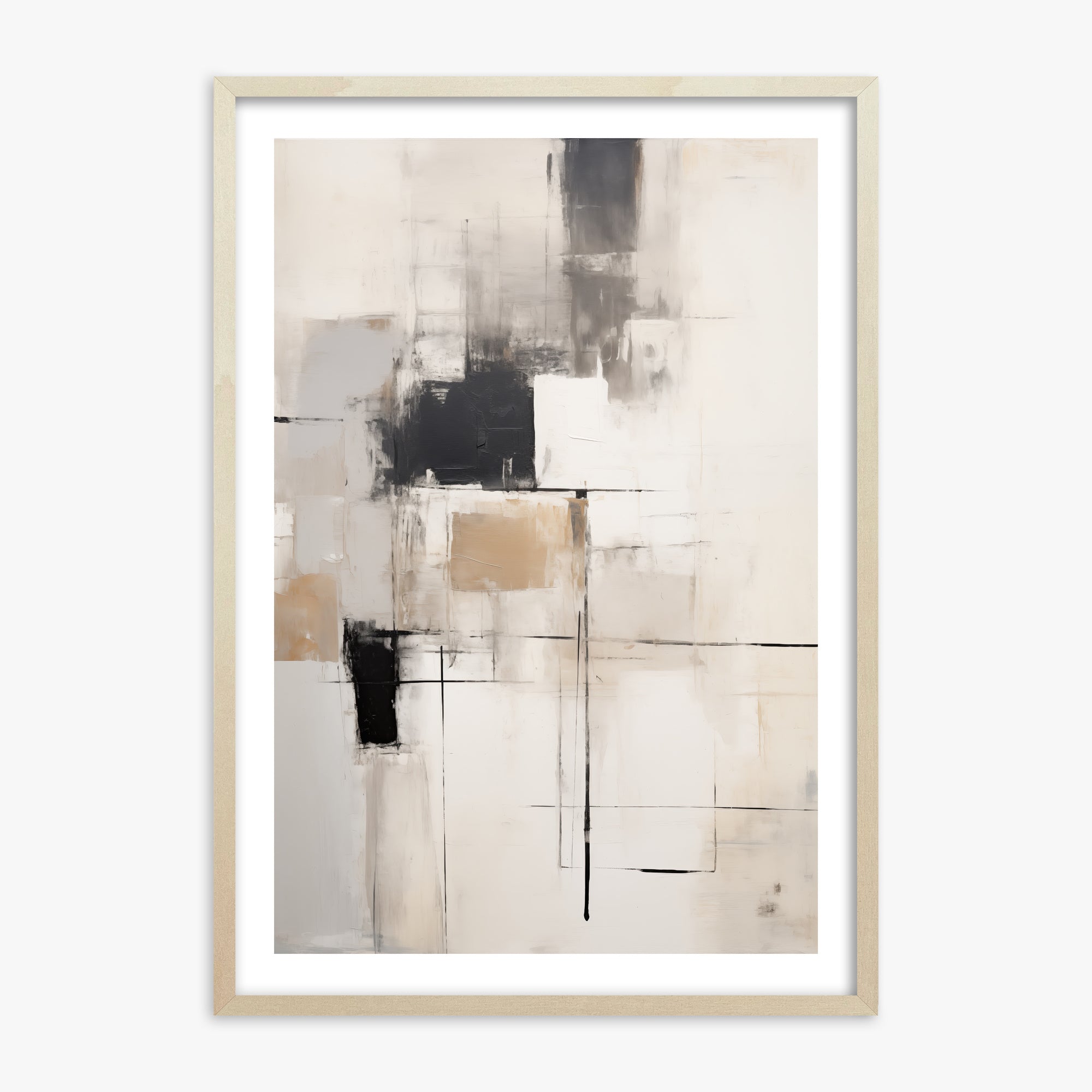 Fractured Grid, 70x100cm Framed Art Reproduction With Lime Wood Frame