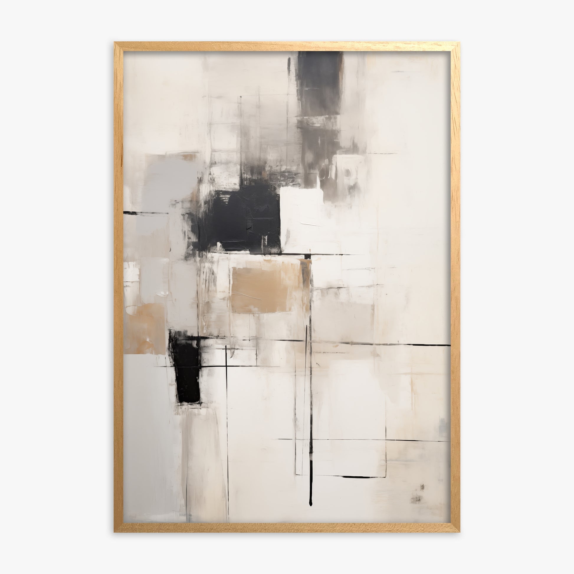 Fractured Grid, Oak Framed Poster With Oak Frame