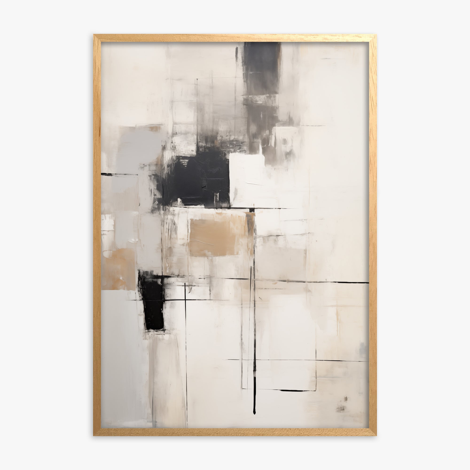 Fractured Grid, Oak Framed Poster With Oak Frame