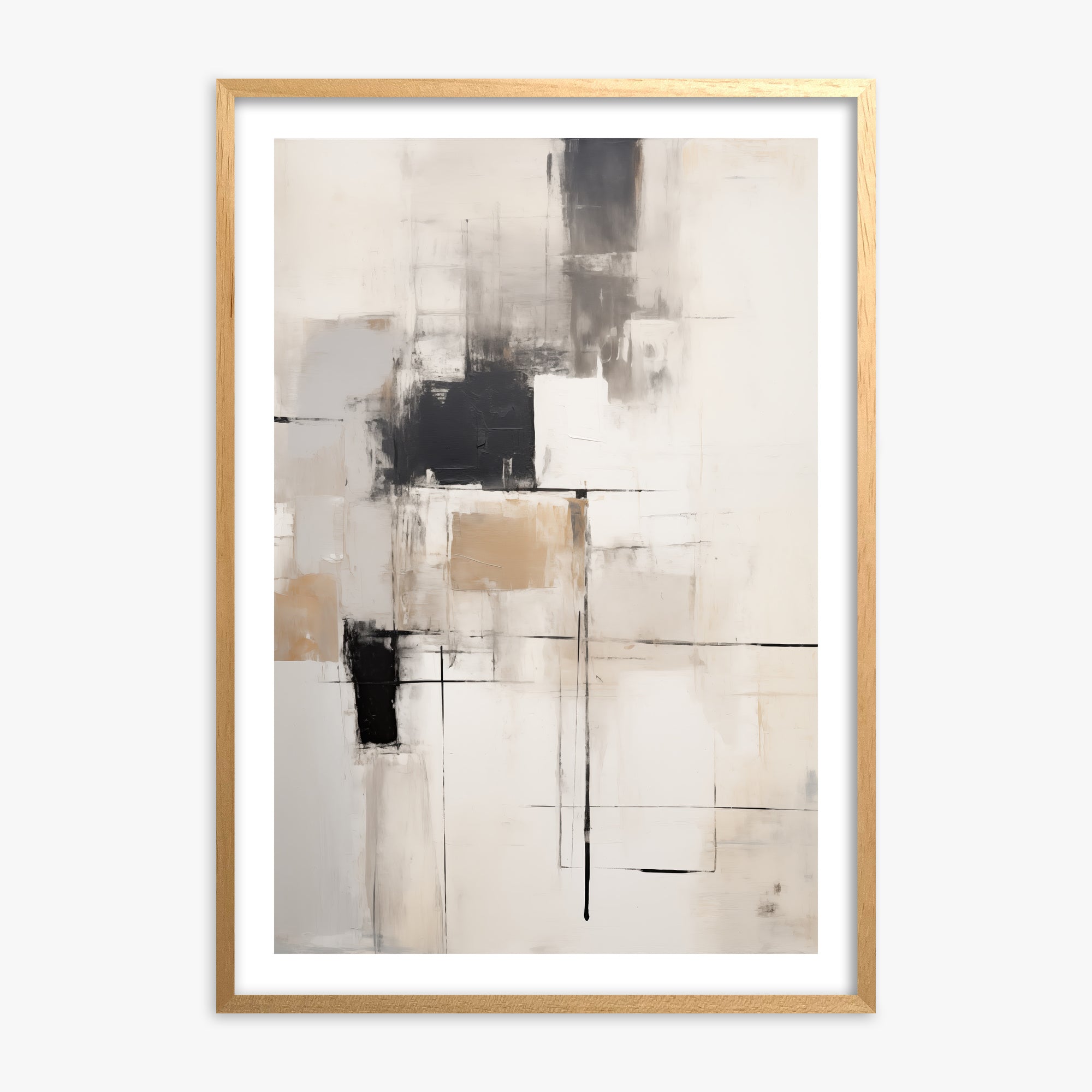 Fractured Grid, Oak Framed Poster With Oak Frame