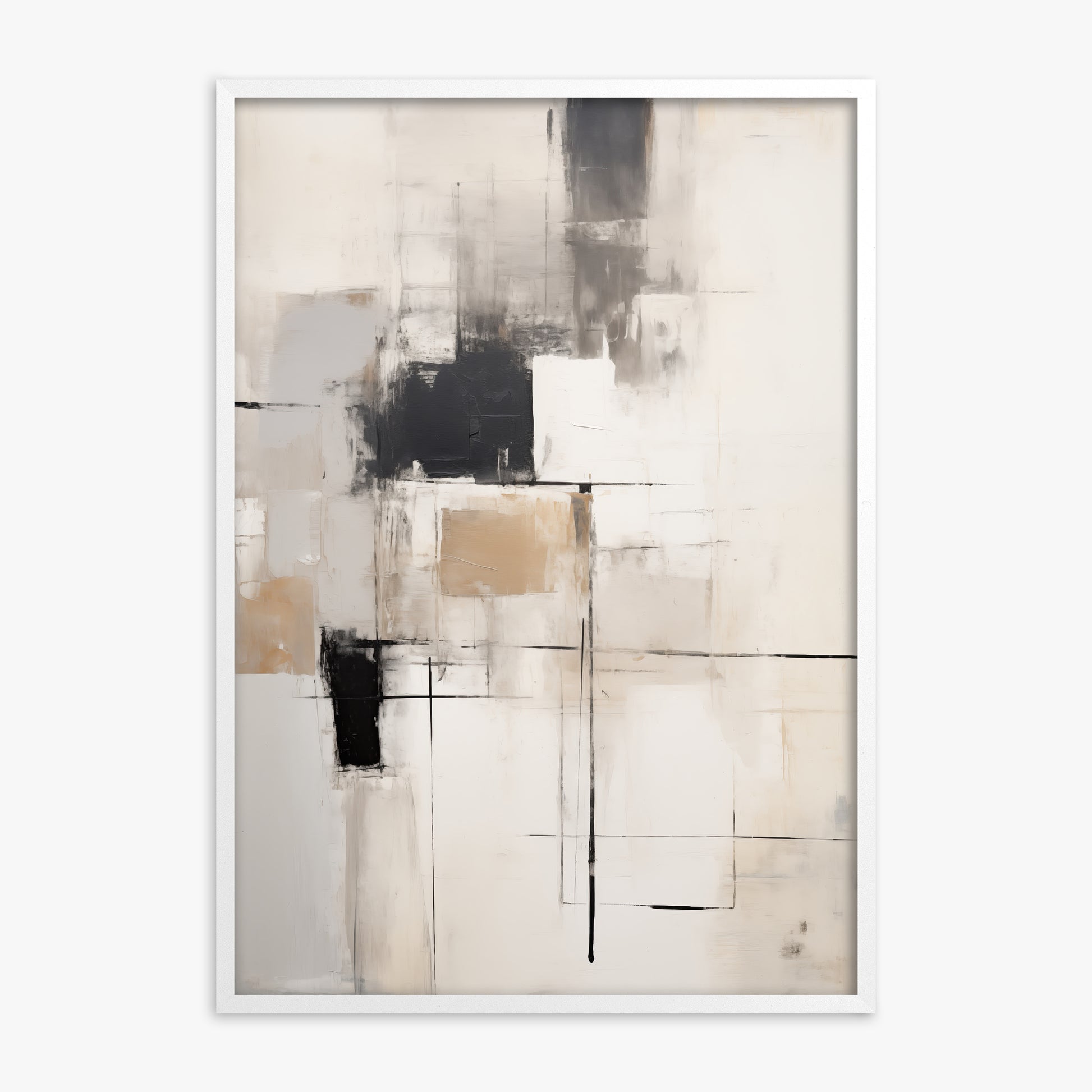 Fractured Grid, White Framed Poster With White Frame