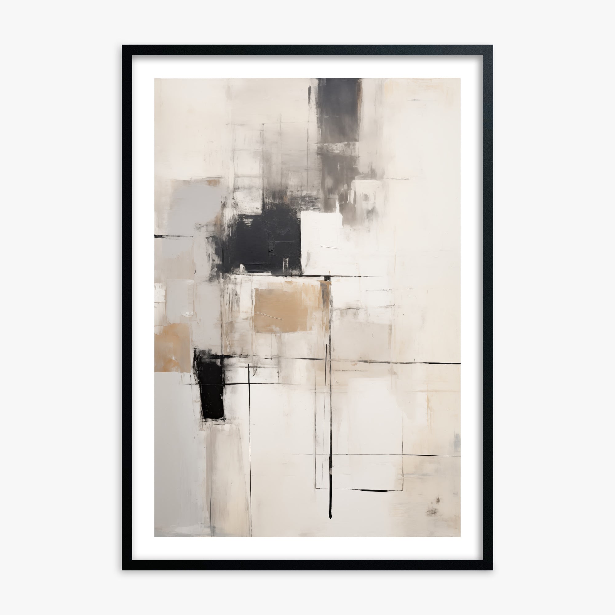 Fractured Grid, 70x100cm Black Framed Art Reproduction