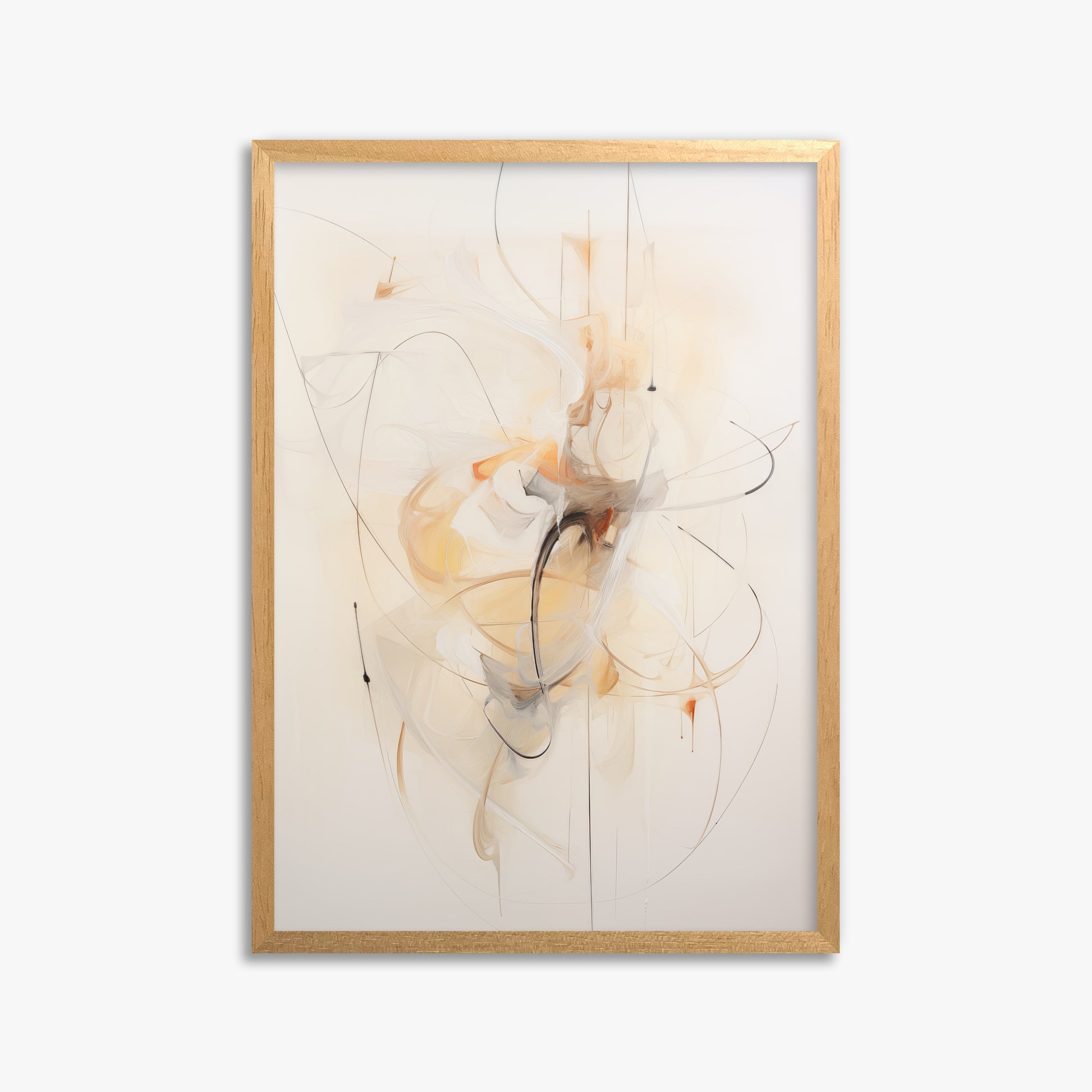 Golden Whirl, 50x70cm Framed Poster With Oak Frame