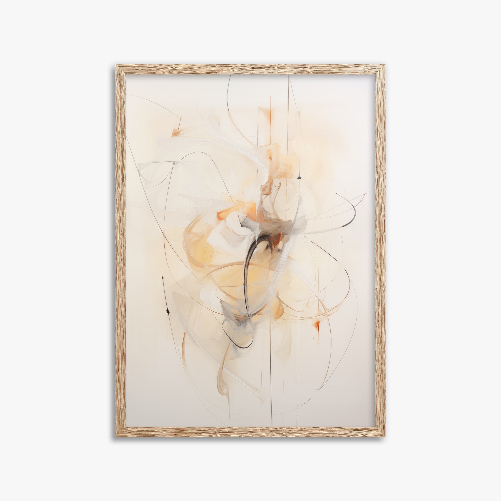 Golden Whirl, 50x70cm Framed Art Reproduction With Raw Oak Frame