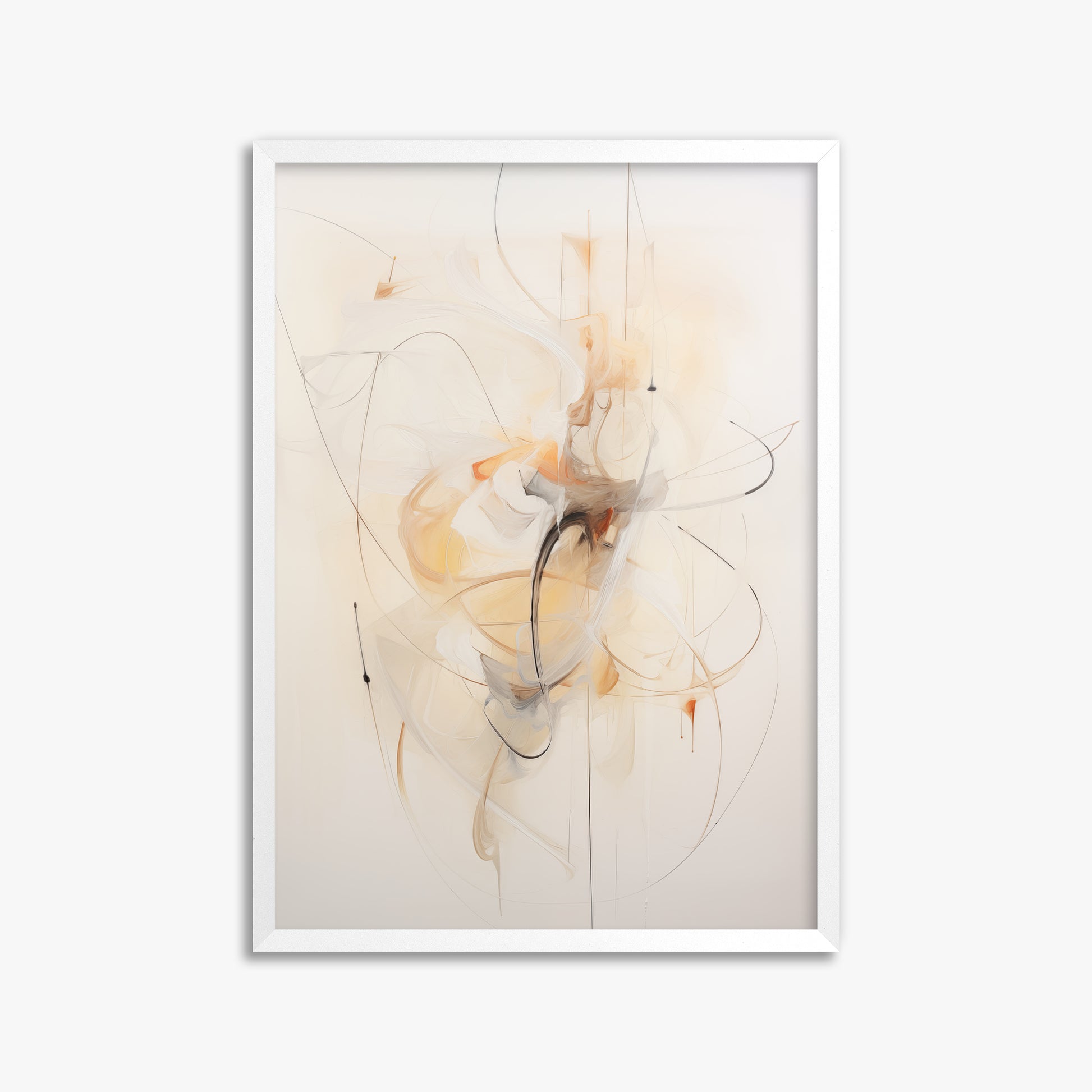 Golden Whirl, 50x70cm Framed Poster With White Frame