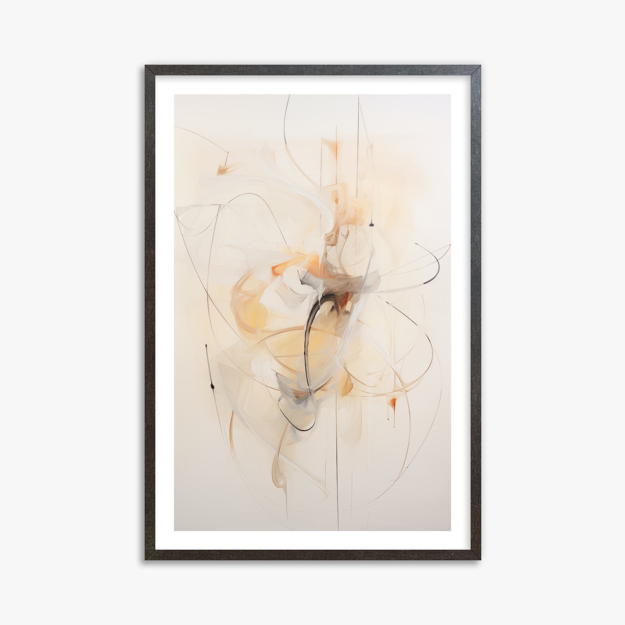 Golden Whirl, 61x91cm Framed Art Reproduction With Espresso Frame
