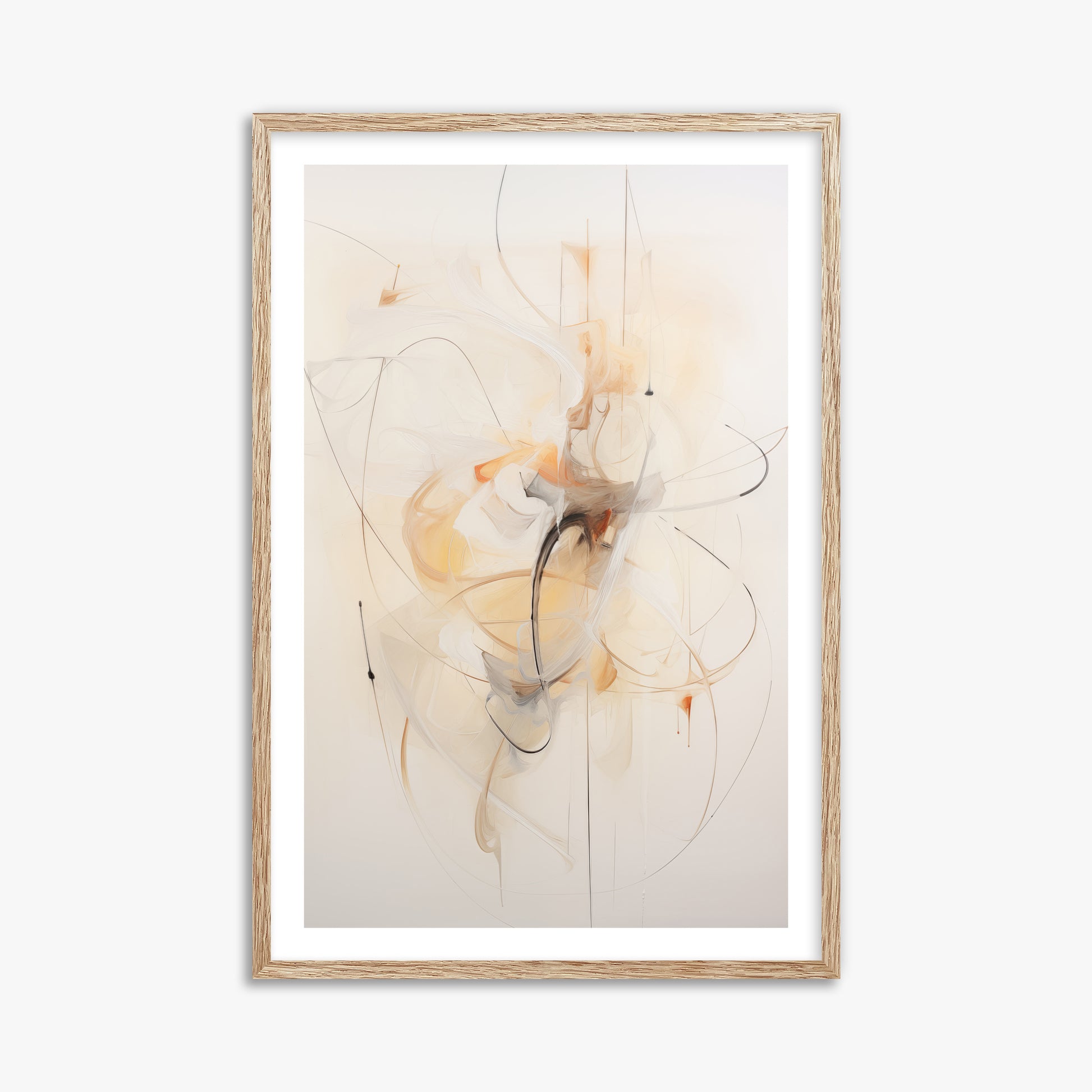 Golden Whirl, 61x91cm Framed Art Reproduction With Raw Oak Frame