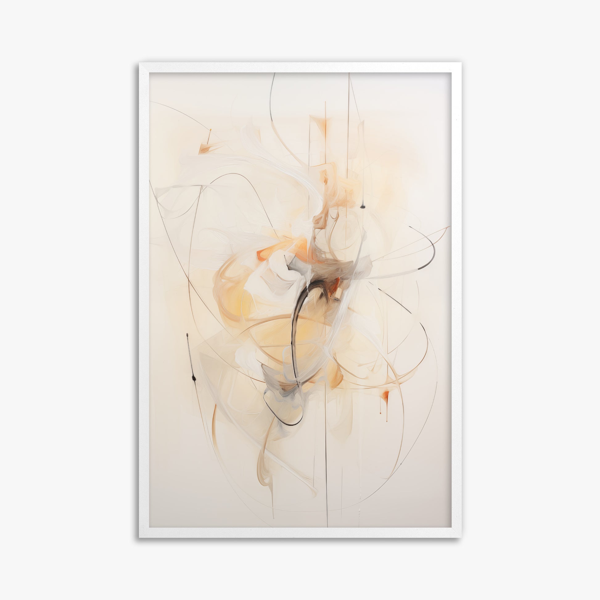 Golden Whirl, 61x91cm Framed Poster With White Frame