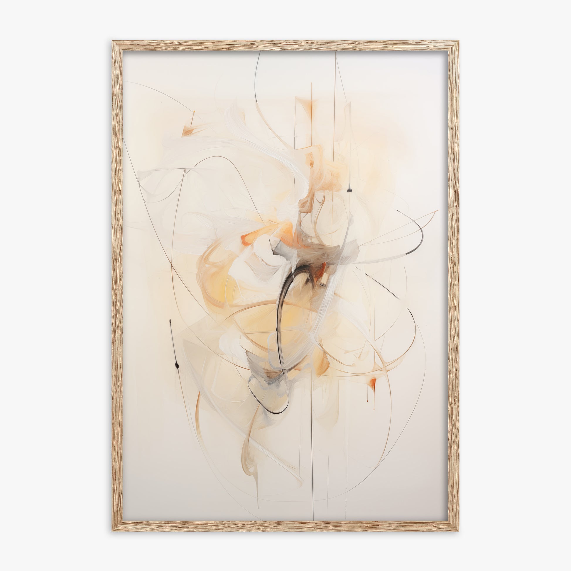 Golden Whirl, 70x100cm Framed Art Reproduction With Raw Oak Frame