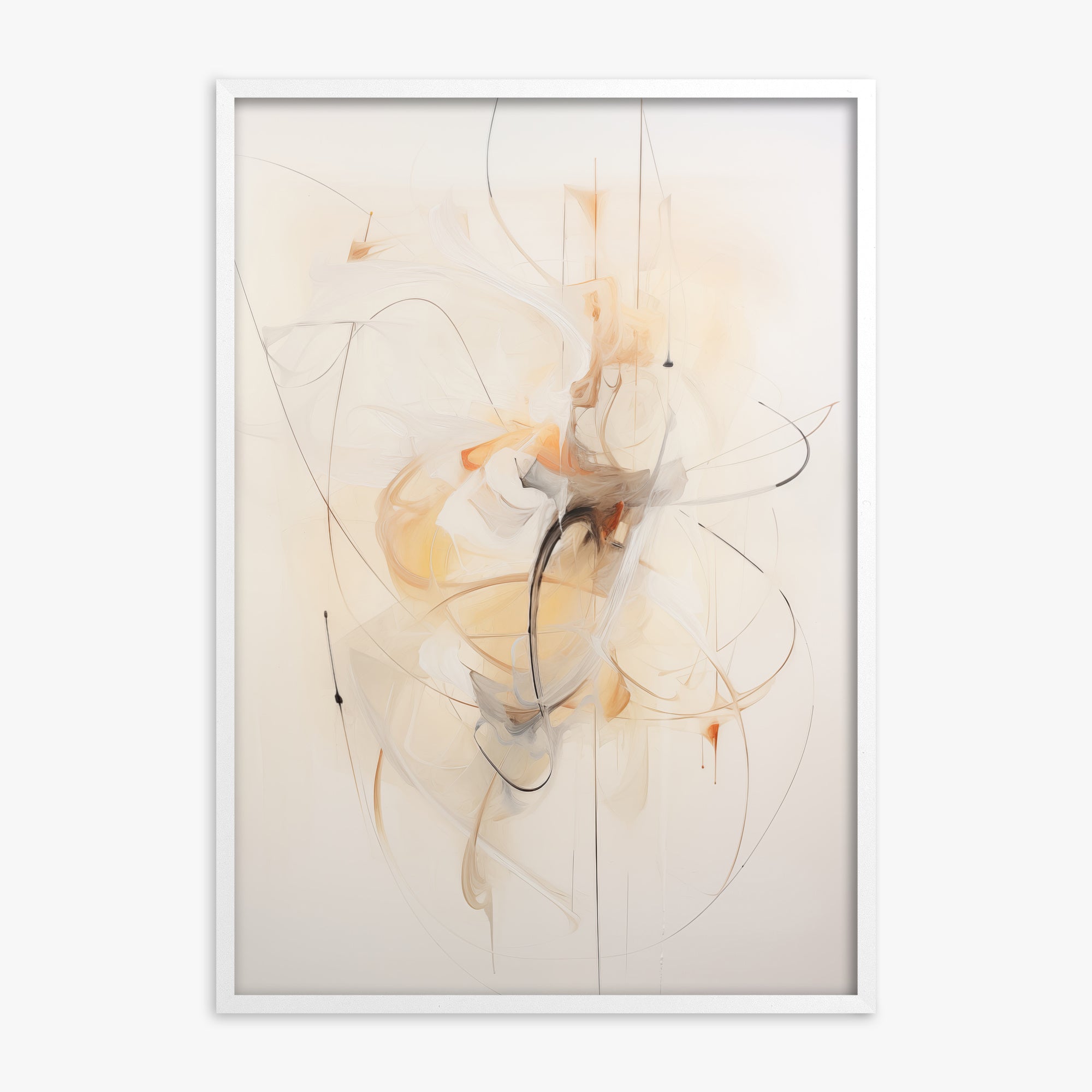 Golden Whirl, White Framed Poster With White Frame