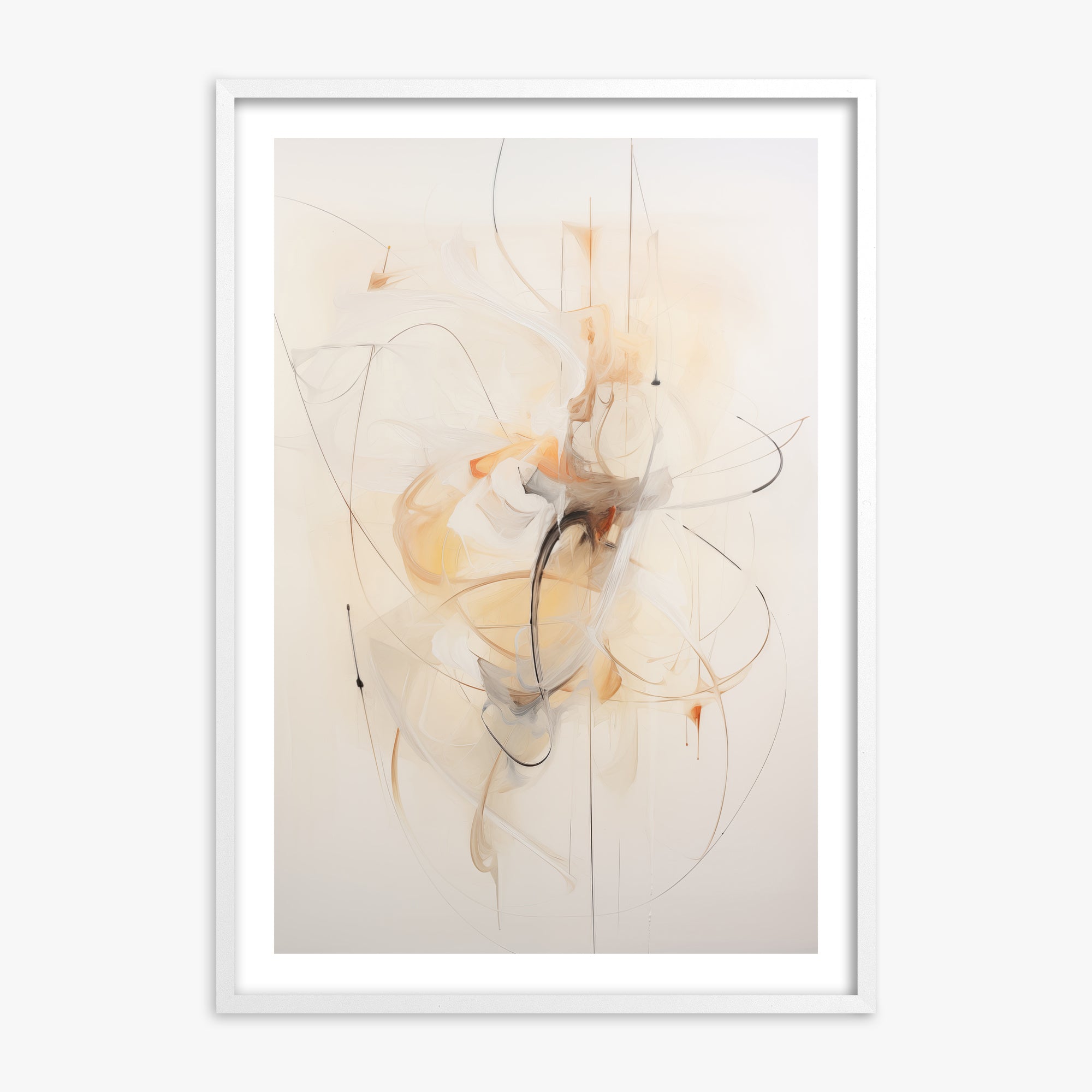 Golden Whirl, White Framed Poster With White Frame