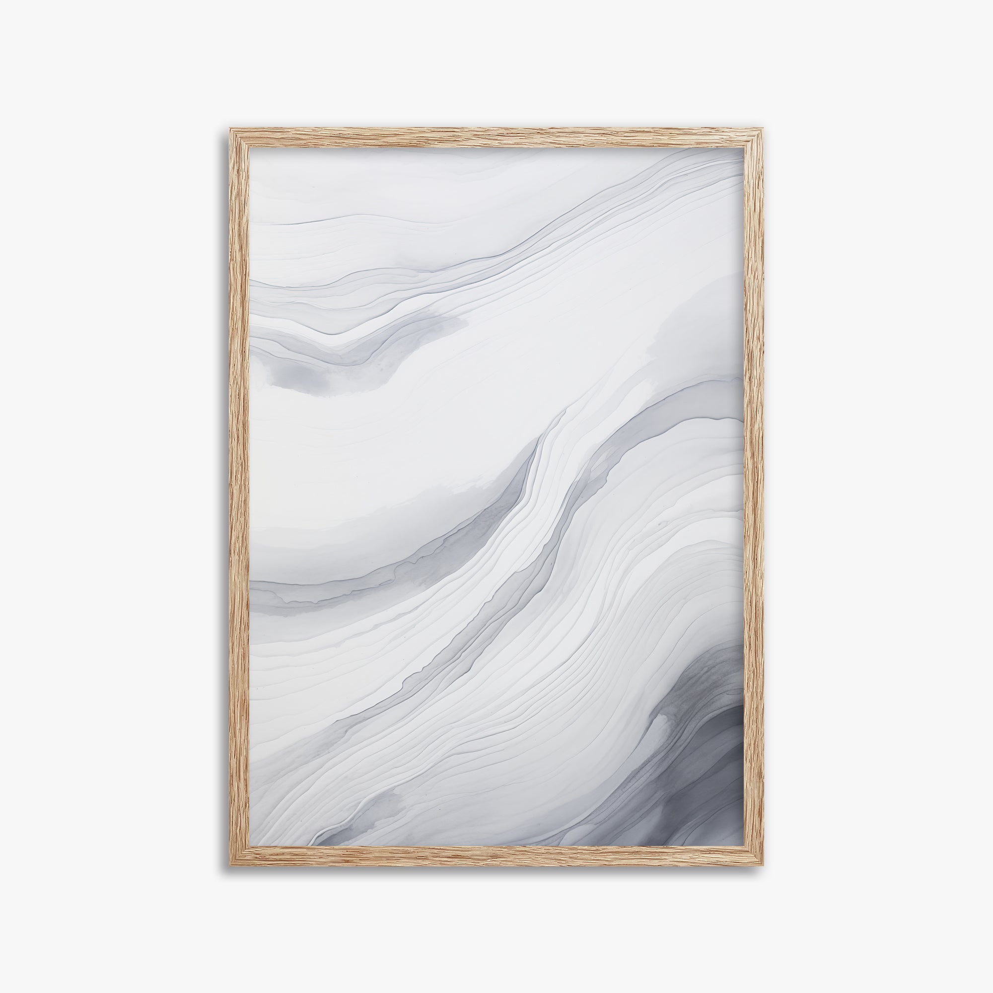 Silver Currents, 50x70cm Framed Poster With Raw Oak Frame