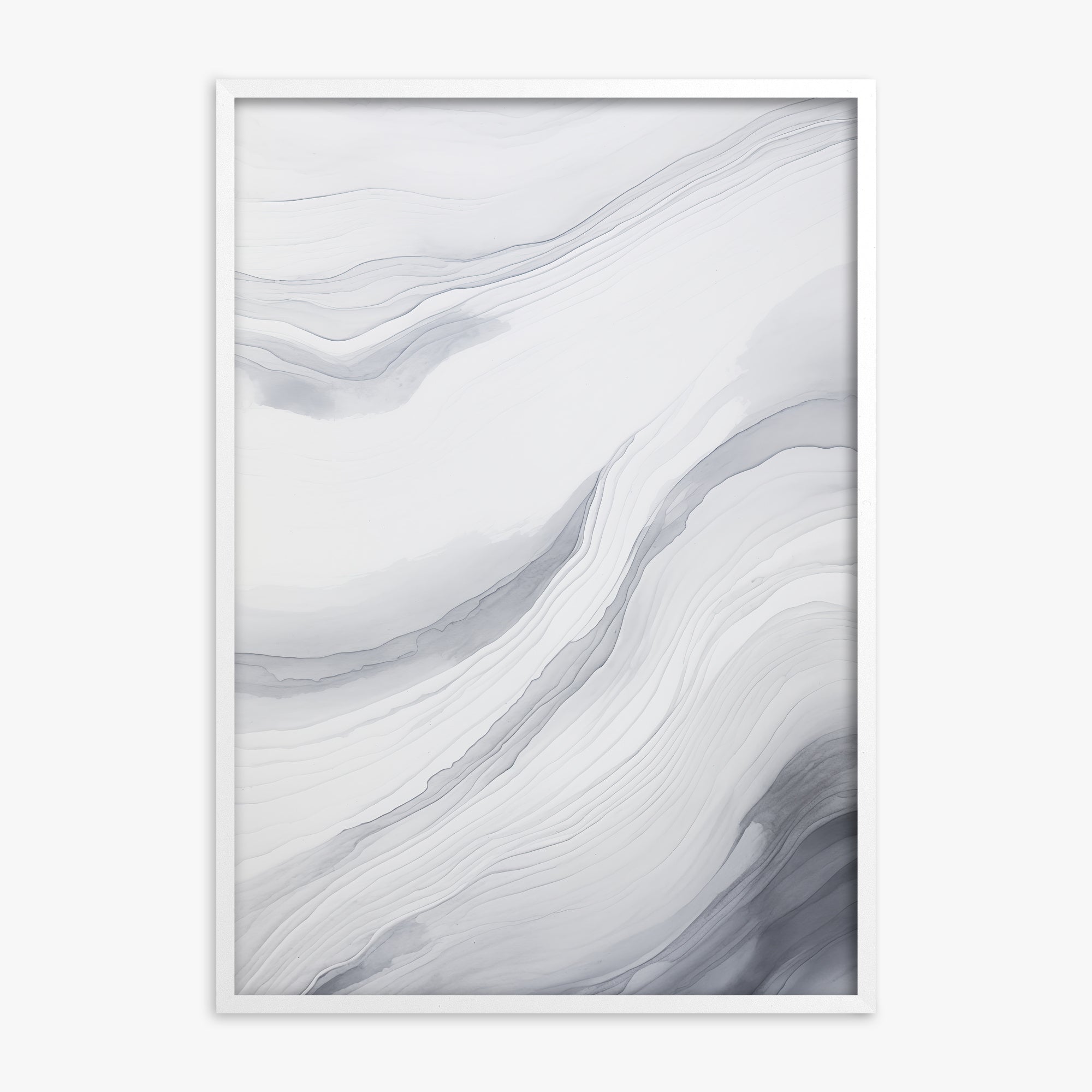 Silver Currents, White Framed Poster With White Frame