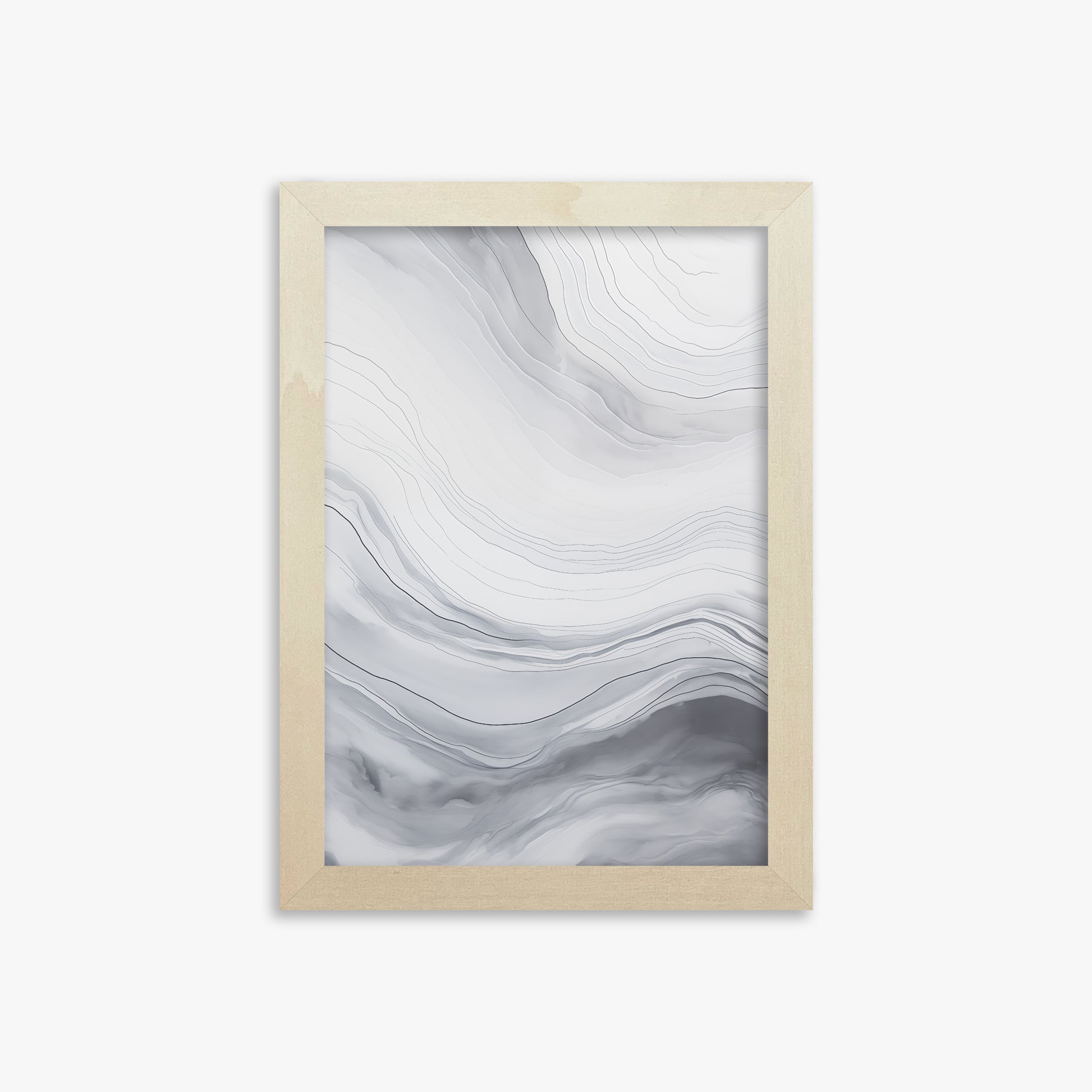 Silver Serene Waves, 21x30cm Framed Poster With Lime Wood Frame