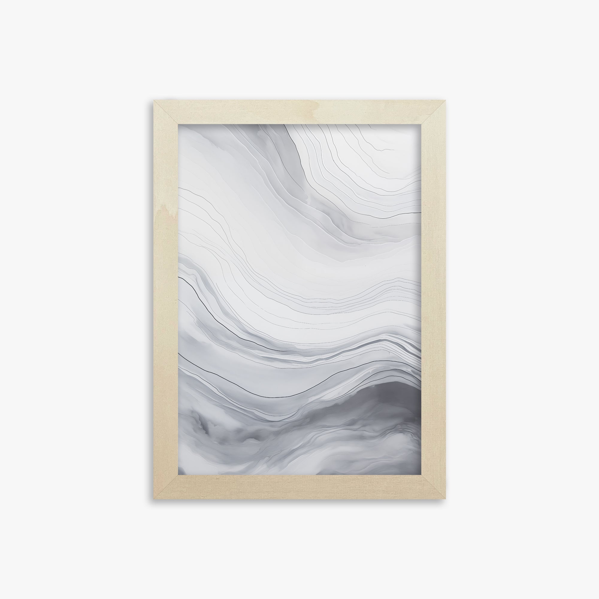 Silver Serene Waves, 21x30cm Framed Poster With Lime Wood Frame