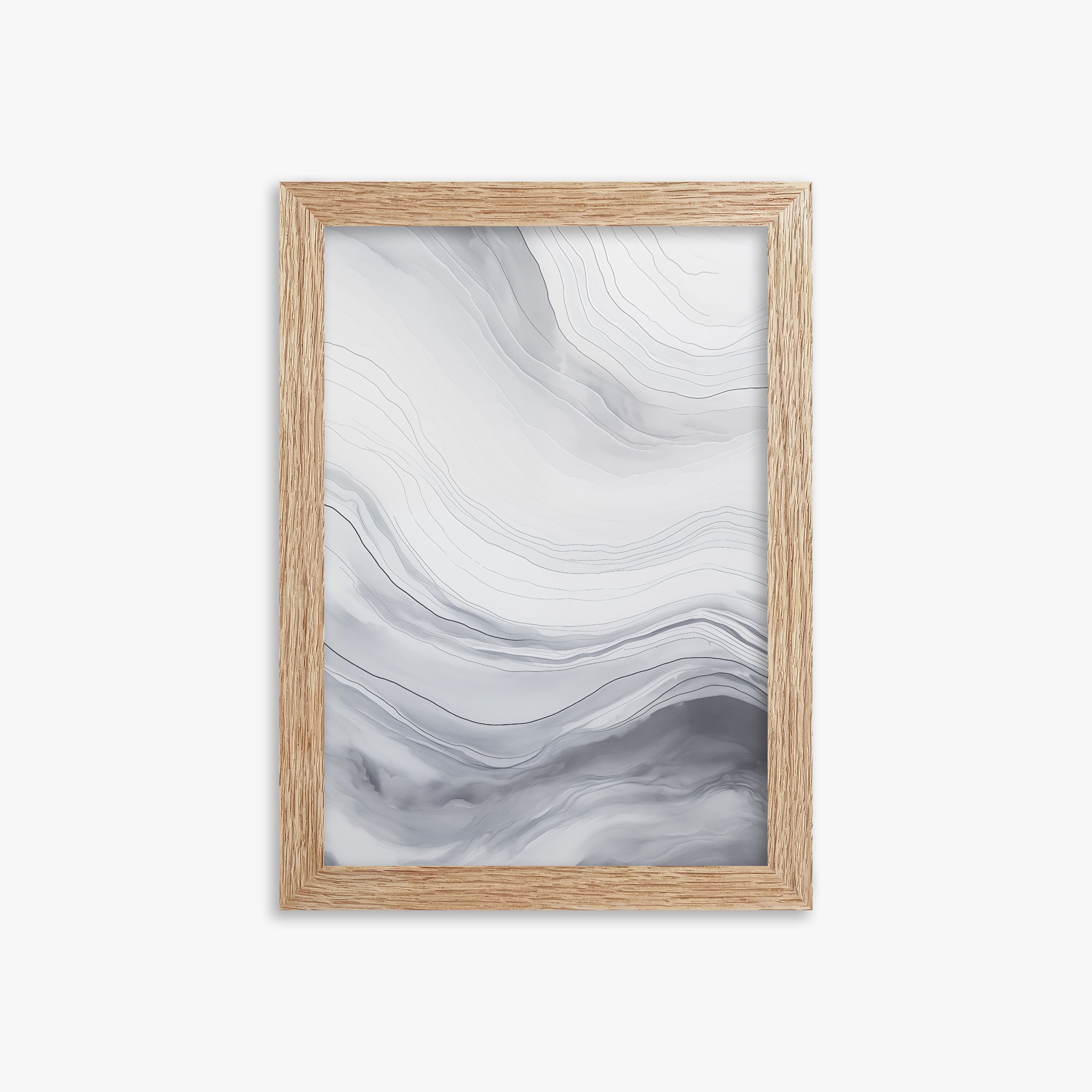 Silver Serene Waves, 21x30cm Framed Poster With Raw Oak Frame